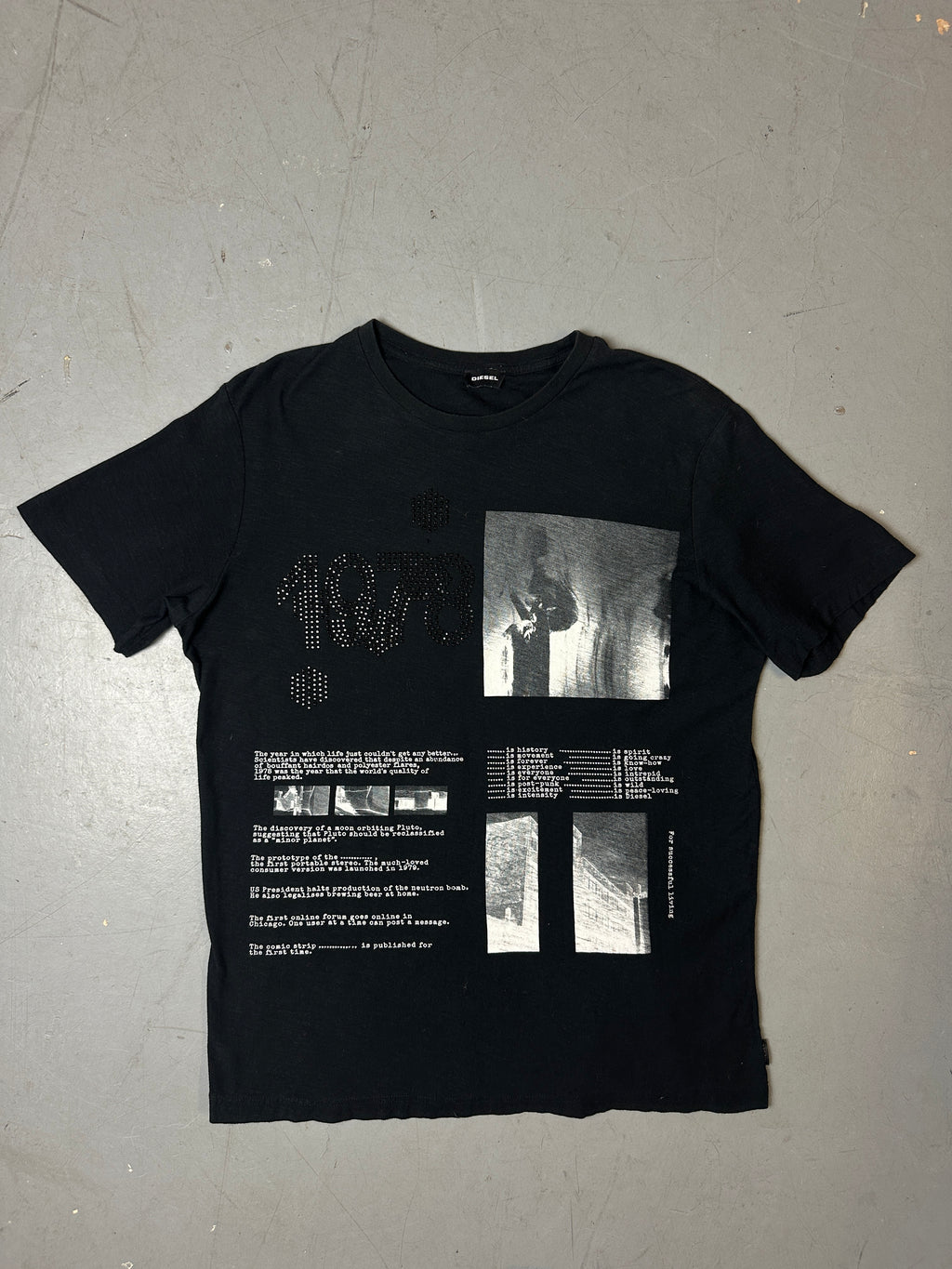 Produktbild von Vintage Black Printed & Studded Diesel T-Shirt von vorme