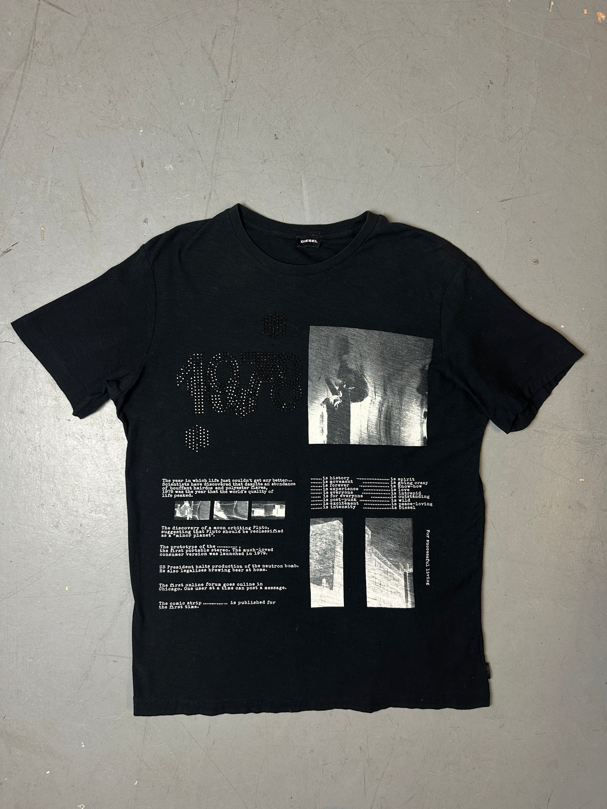 Produktbild von Vintage Black Printed & Studded Diesel T-Shirt von vorme