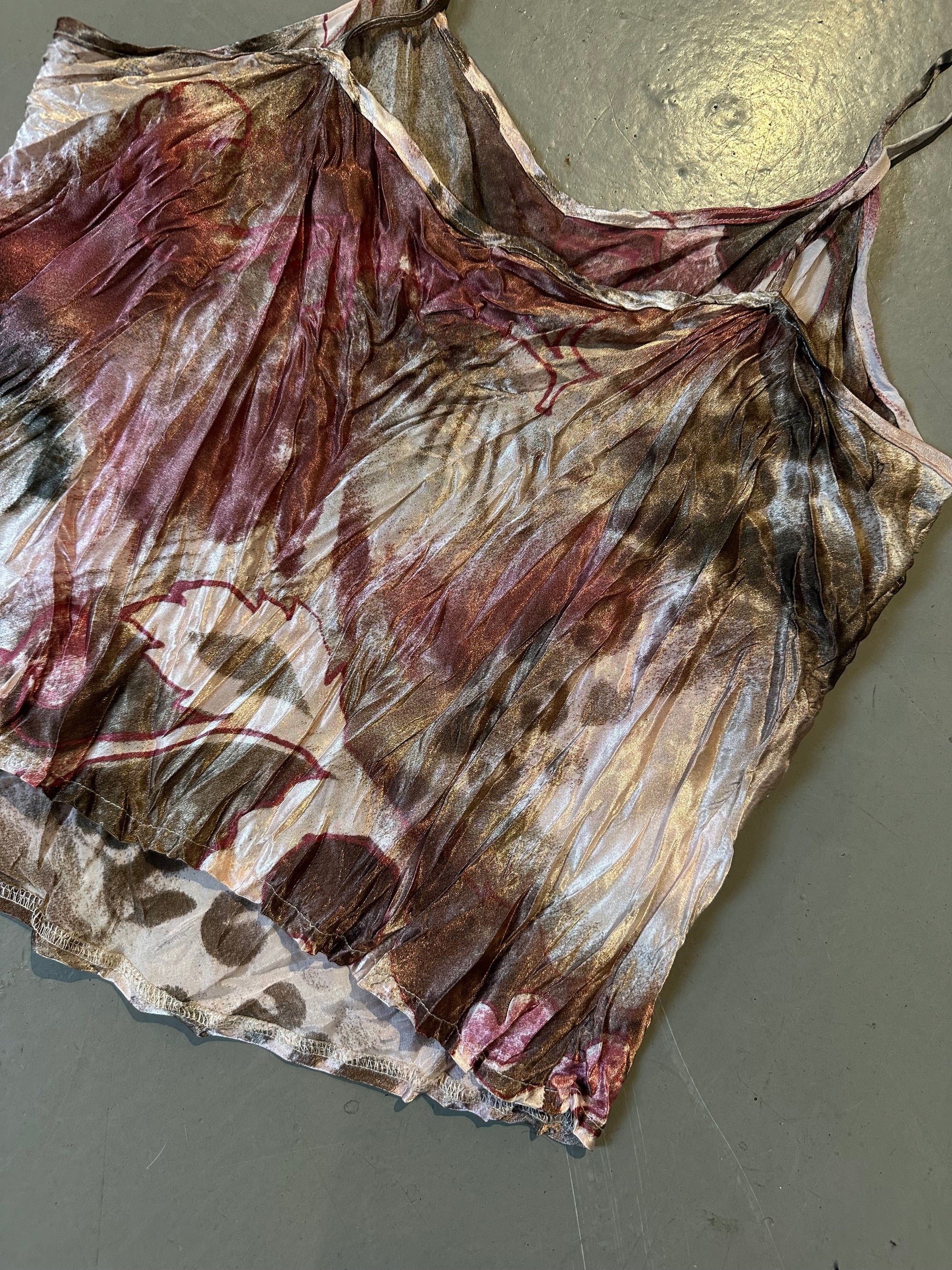 Vintage Pink Printed Satin Top S-L