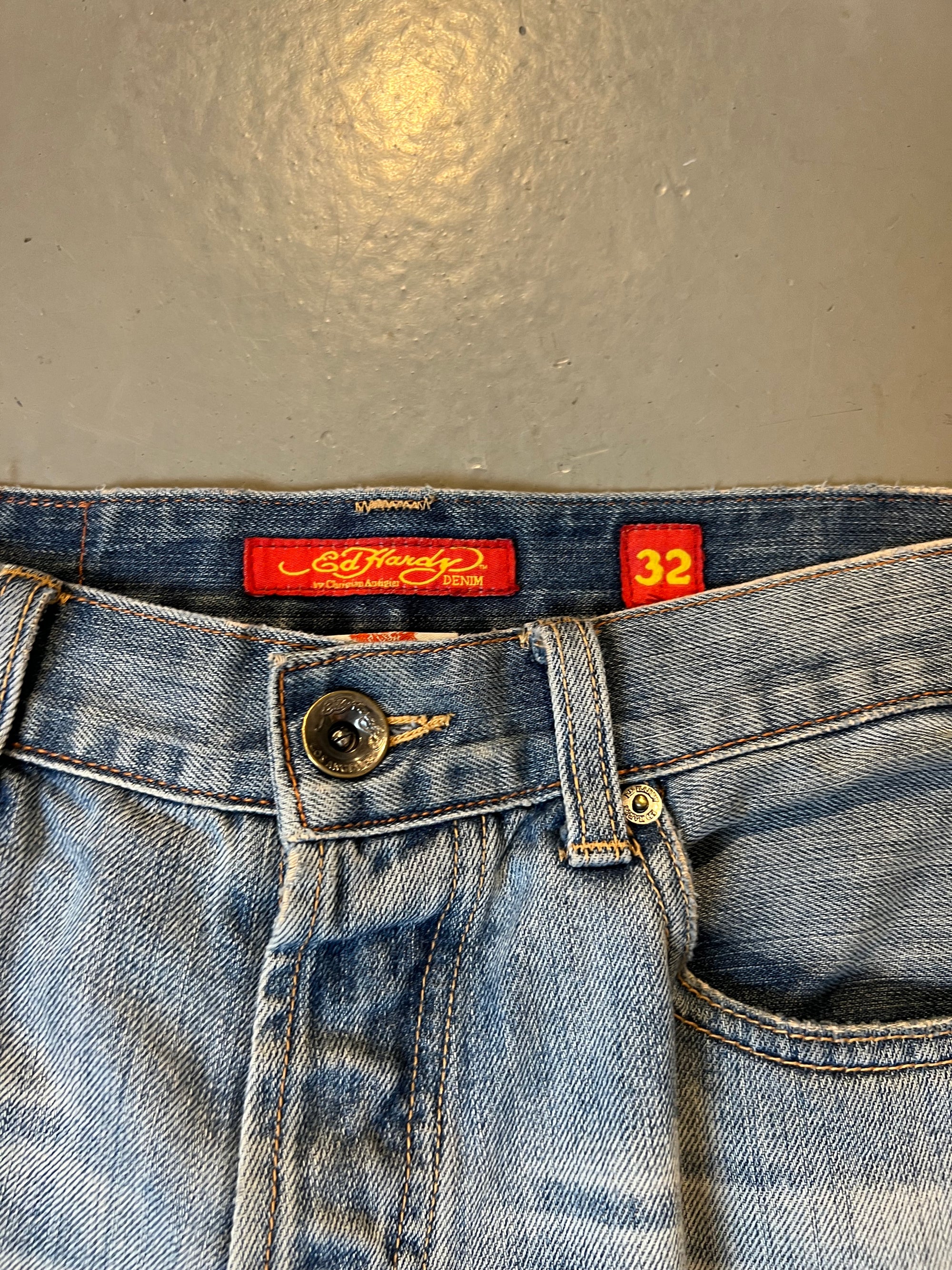 Vintage Ed Hardy Blue Jorts L