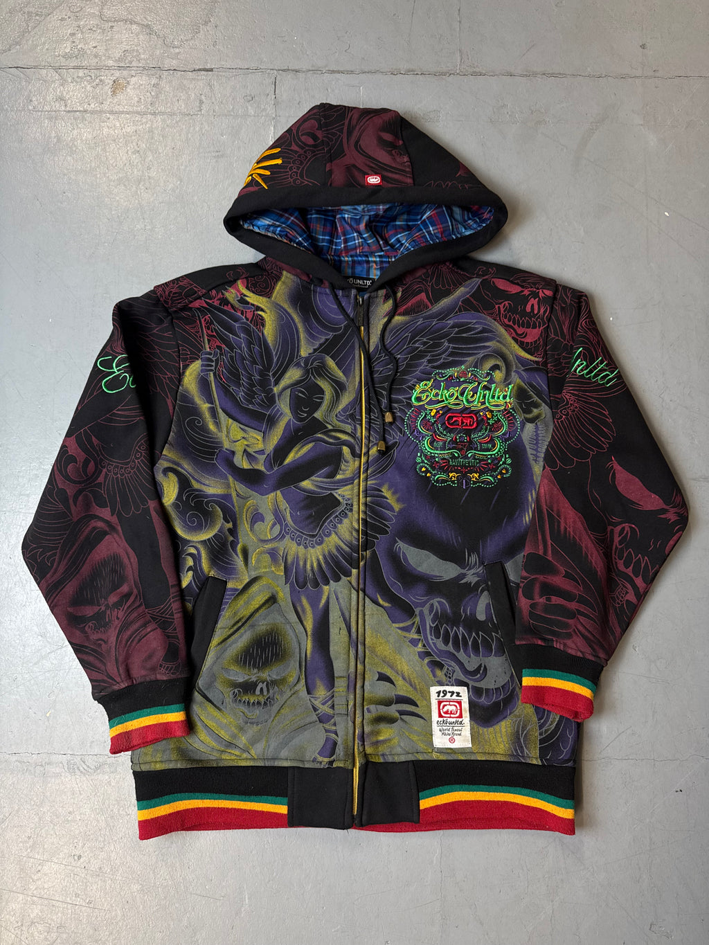 Vintage Ecko Unltd. Grafischer Zip Up Hoodie für Herren. Y2K Second Hand 2000s Fashion 