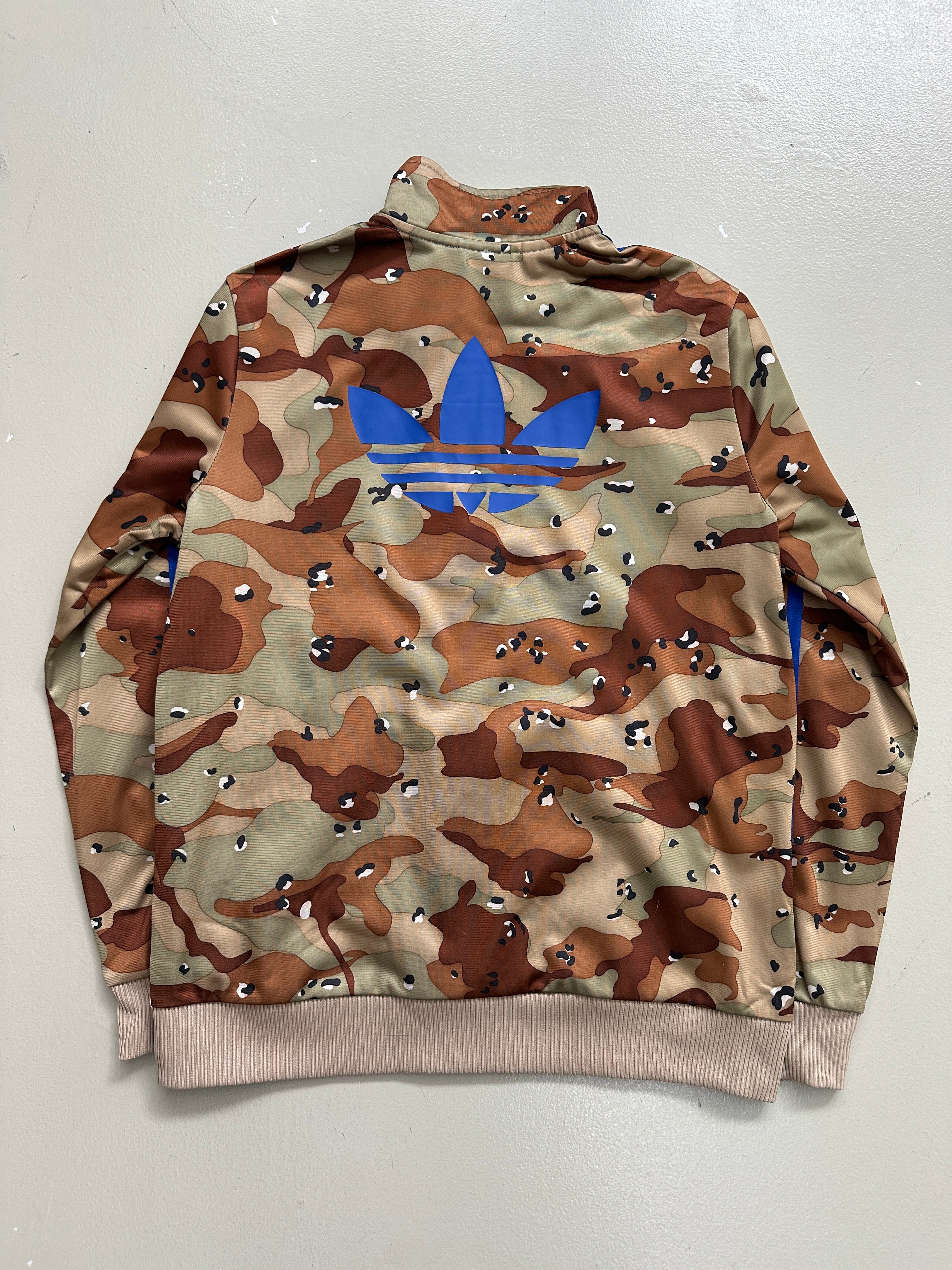 Vintage Adidas Camouflage with Blue Stripes Track Jacket M