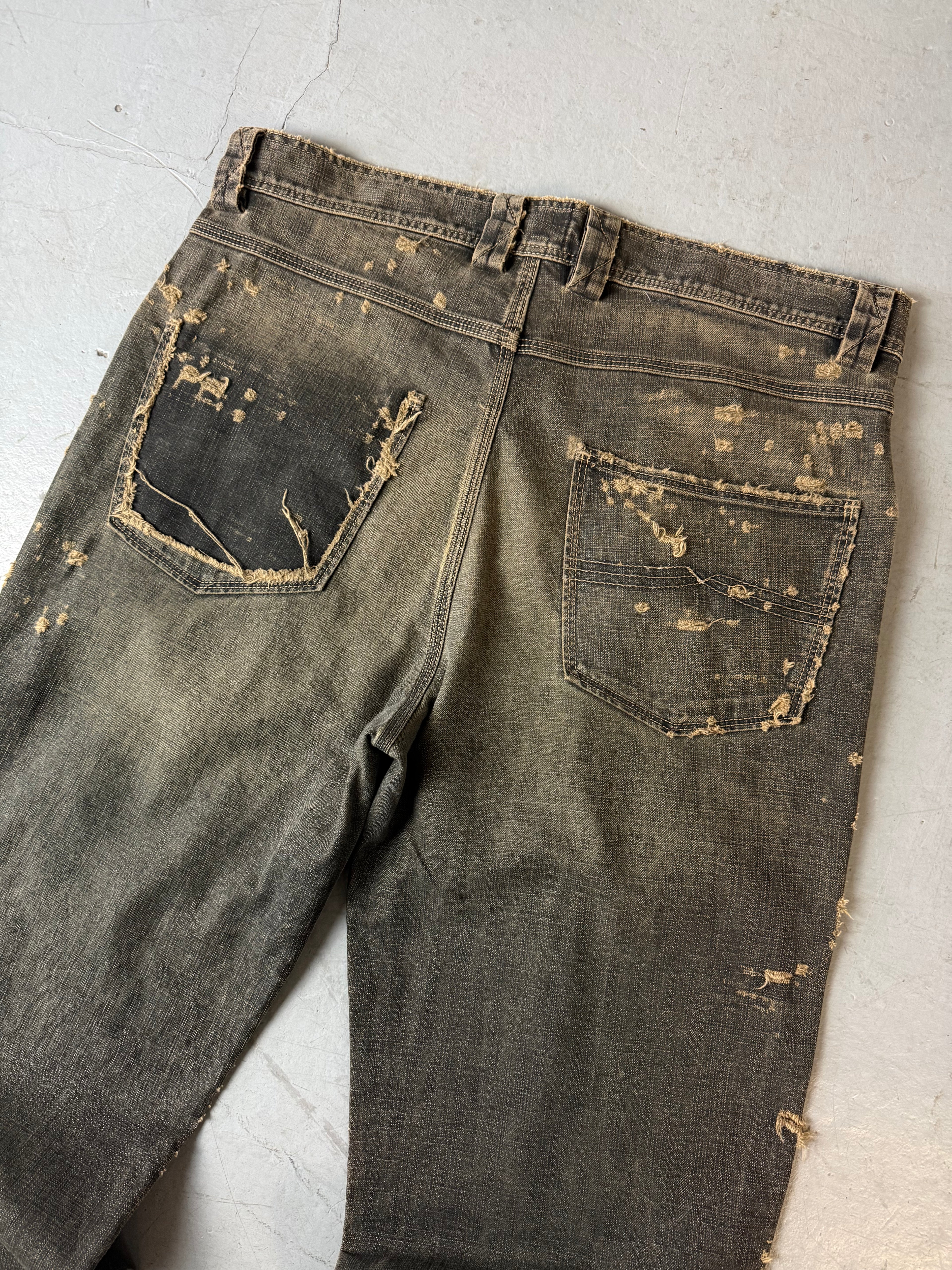 Vintage Engbers Grey Washed Ripped Jeans für Herren. Y2K Second Hand 2000s Fashion