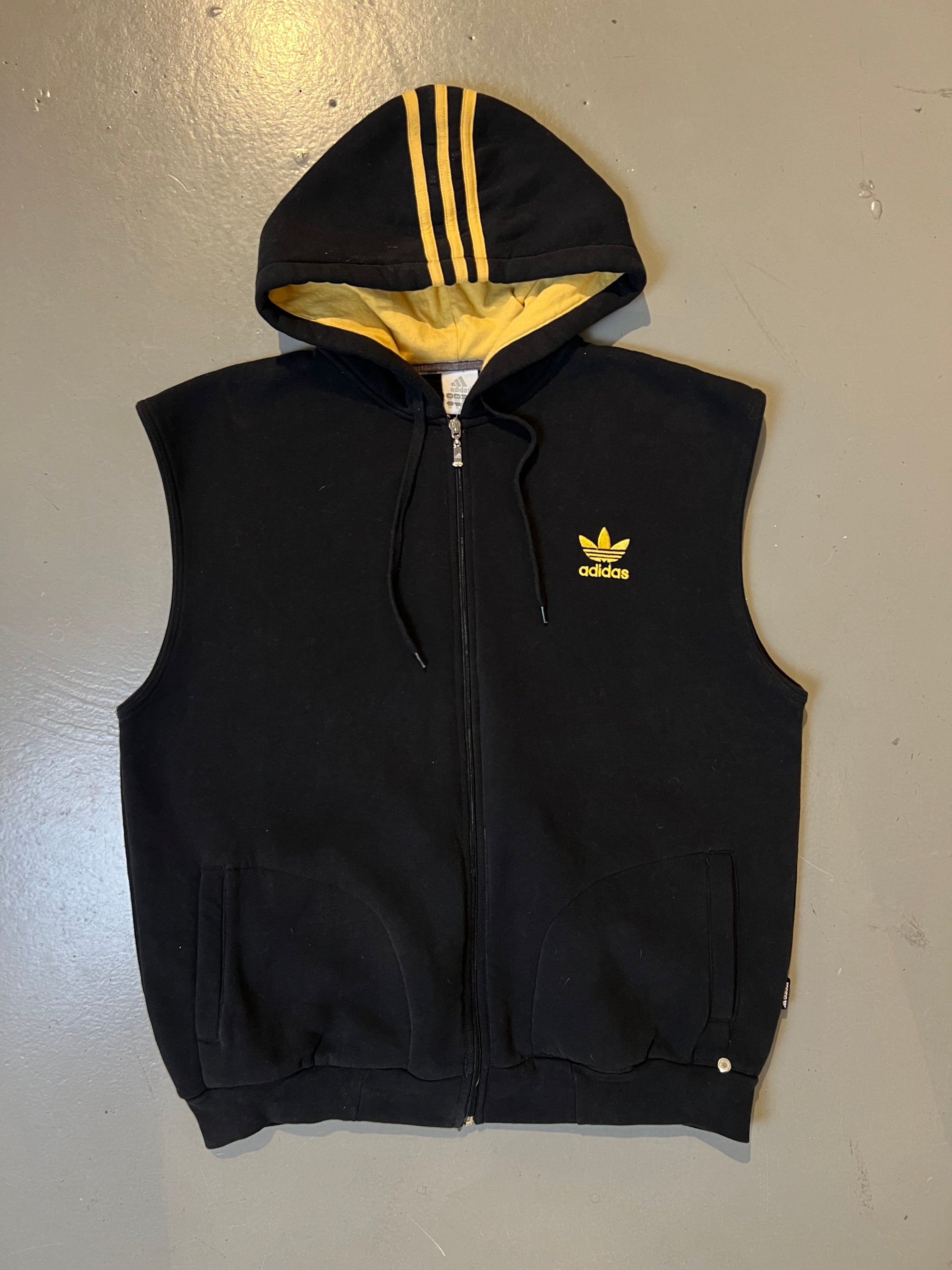 Vintage Adidas Sleeveless Hoodie Black L/XL
