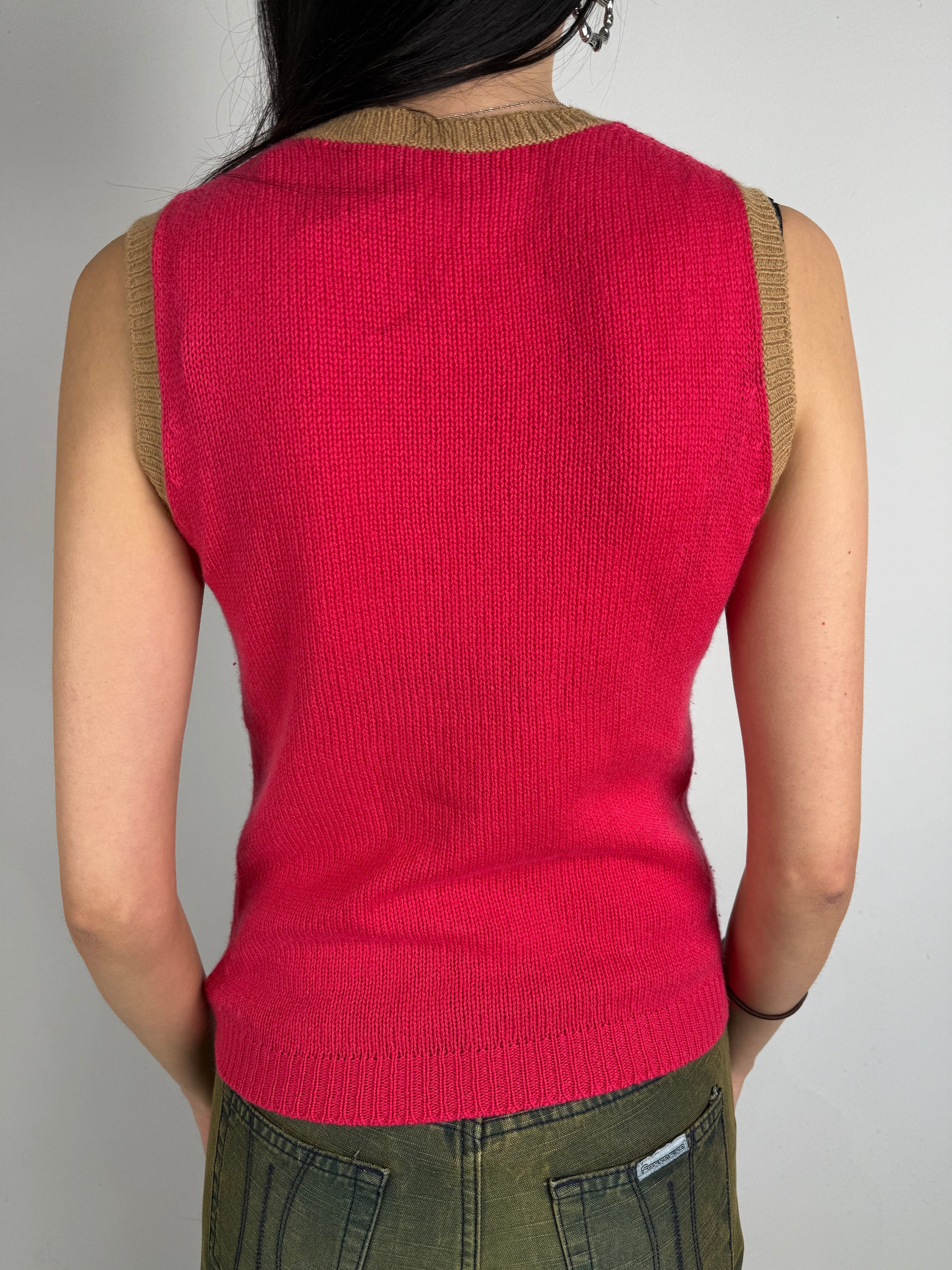 Tragebild von Vintage Christian Dior Pink Cashmere Top von hinten