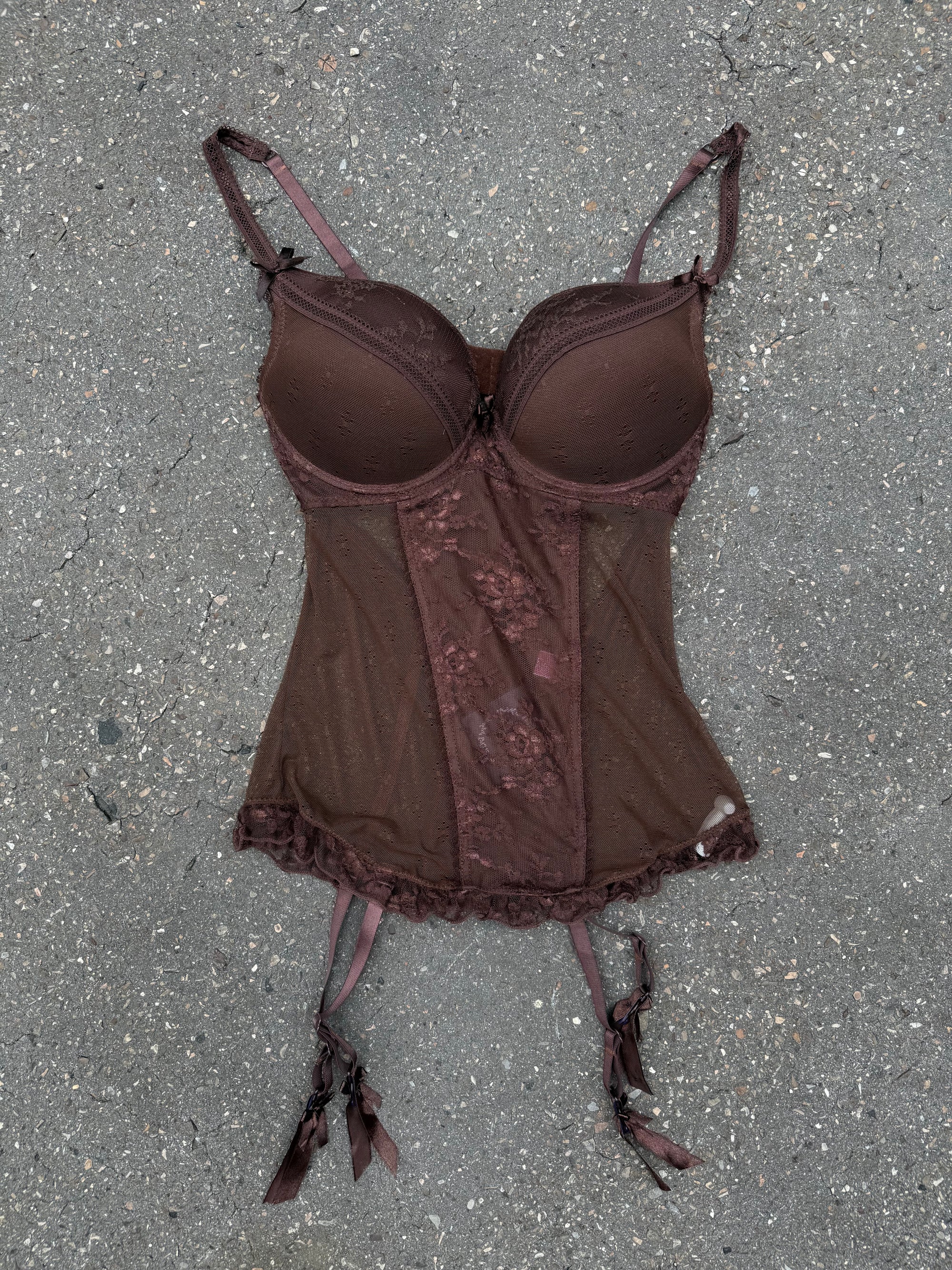 Vintage Brown Super Push Up Corsett Top S