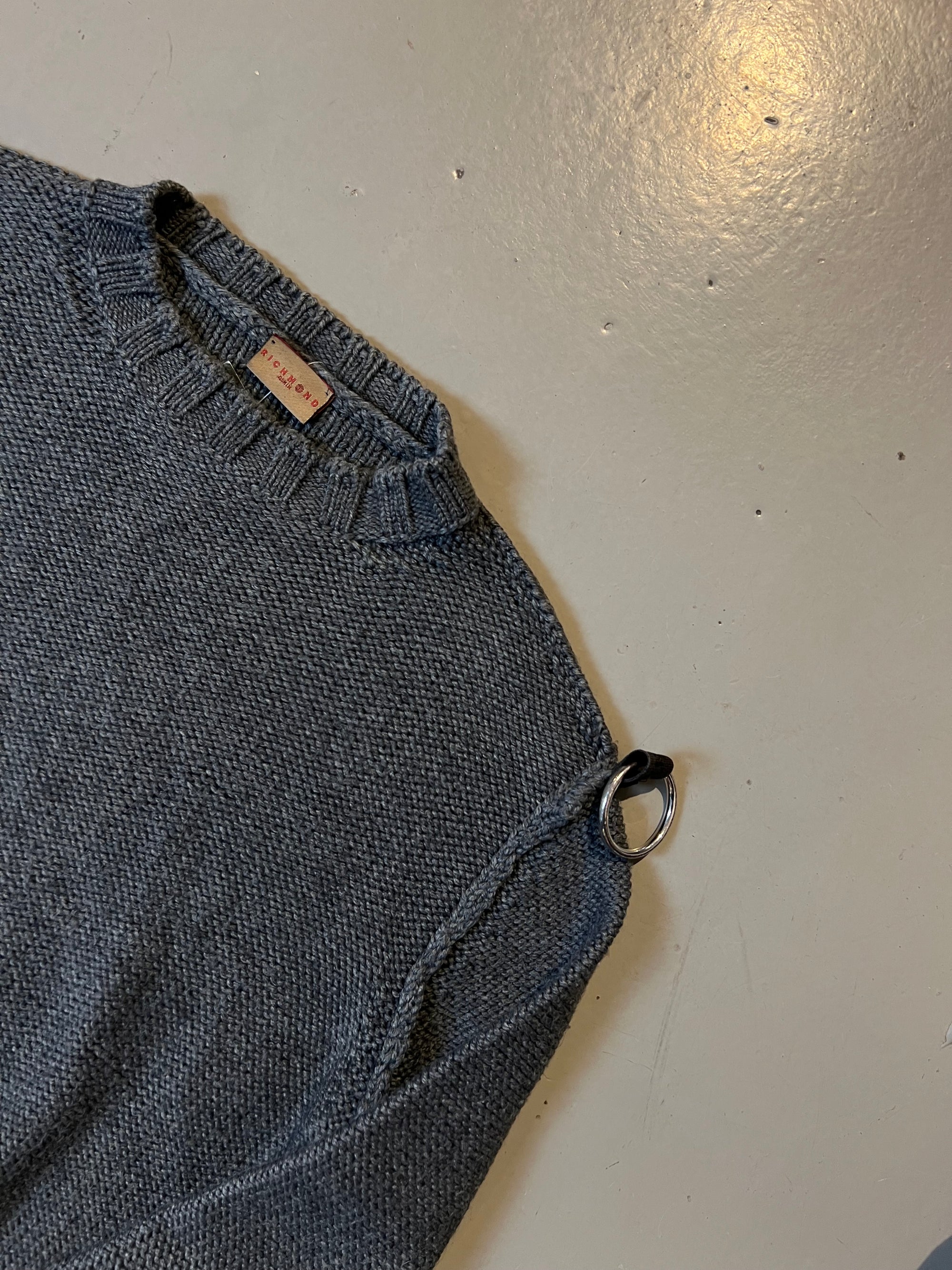Vintage Richmond Grey Knit Sweater With Silver Hoops M/L