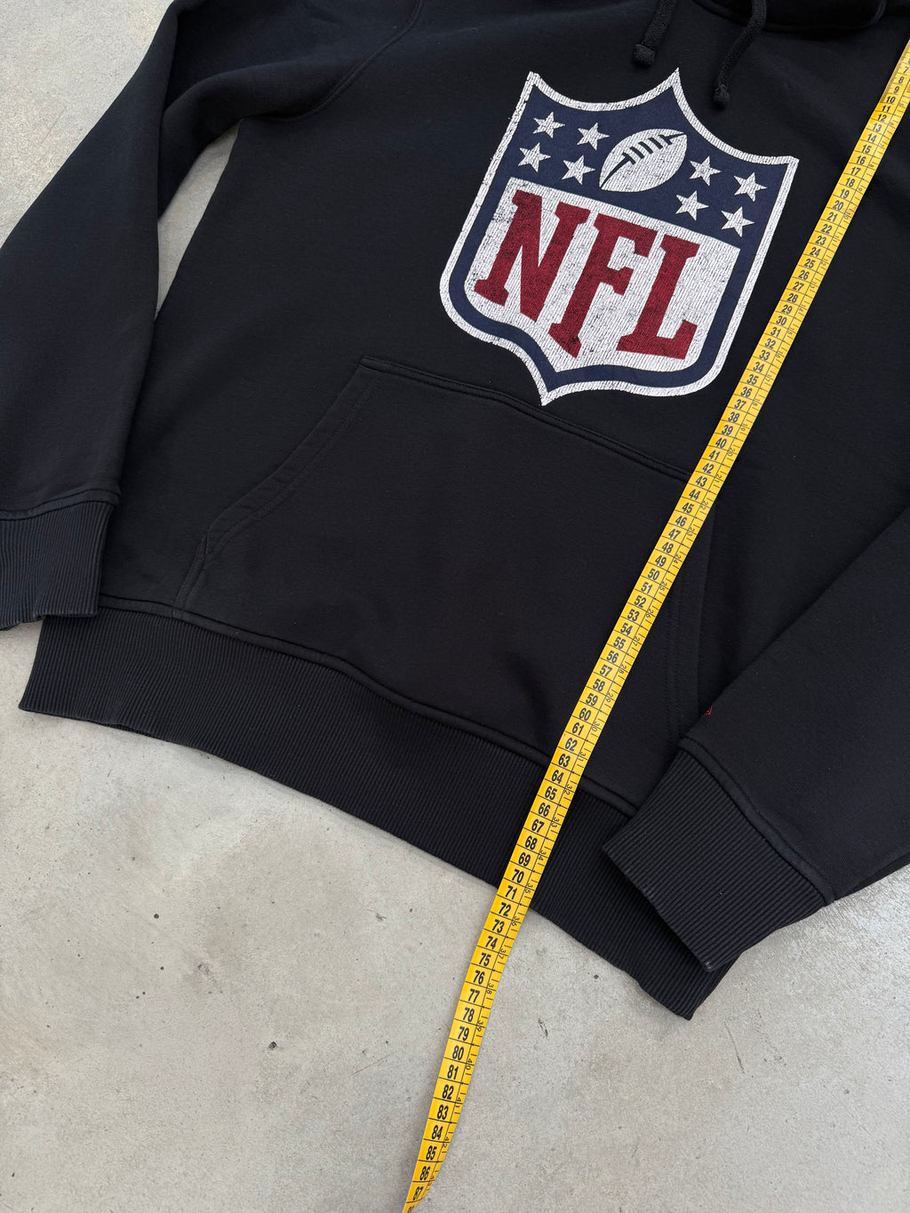 Vintage NFL Black Hoodie with Logo Print L