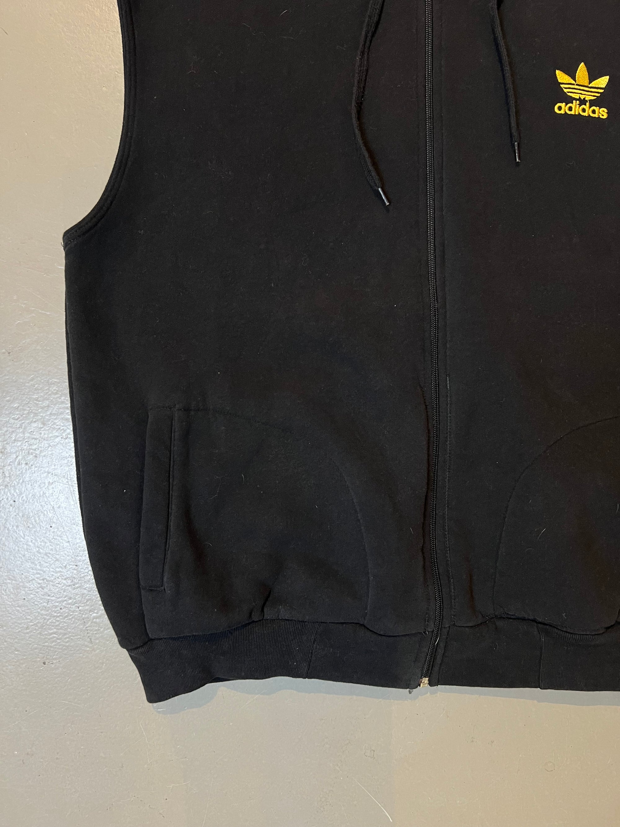 Vintage Adidas Sleeveless Hoodie Black L/XL