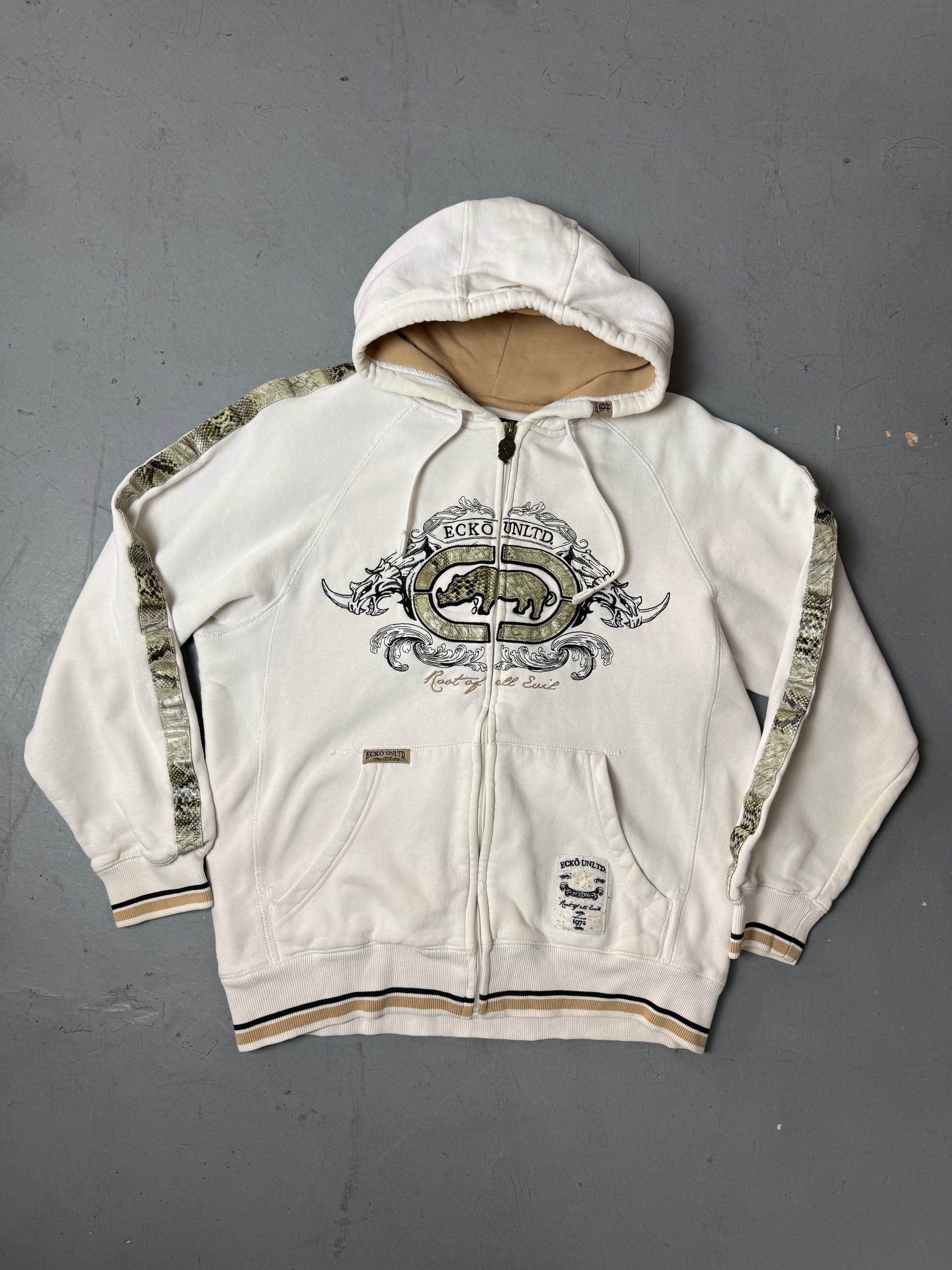 Vintage Ecko Unltd. White Oversized Zip Up Hoodie S/M