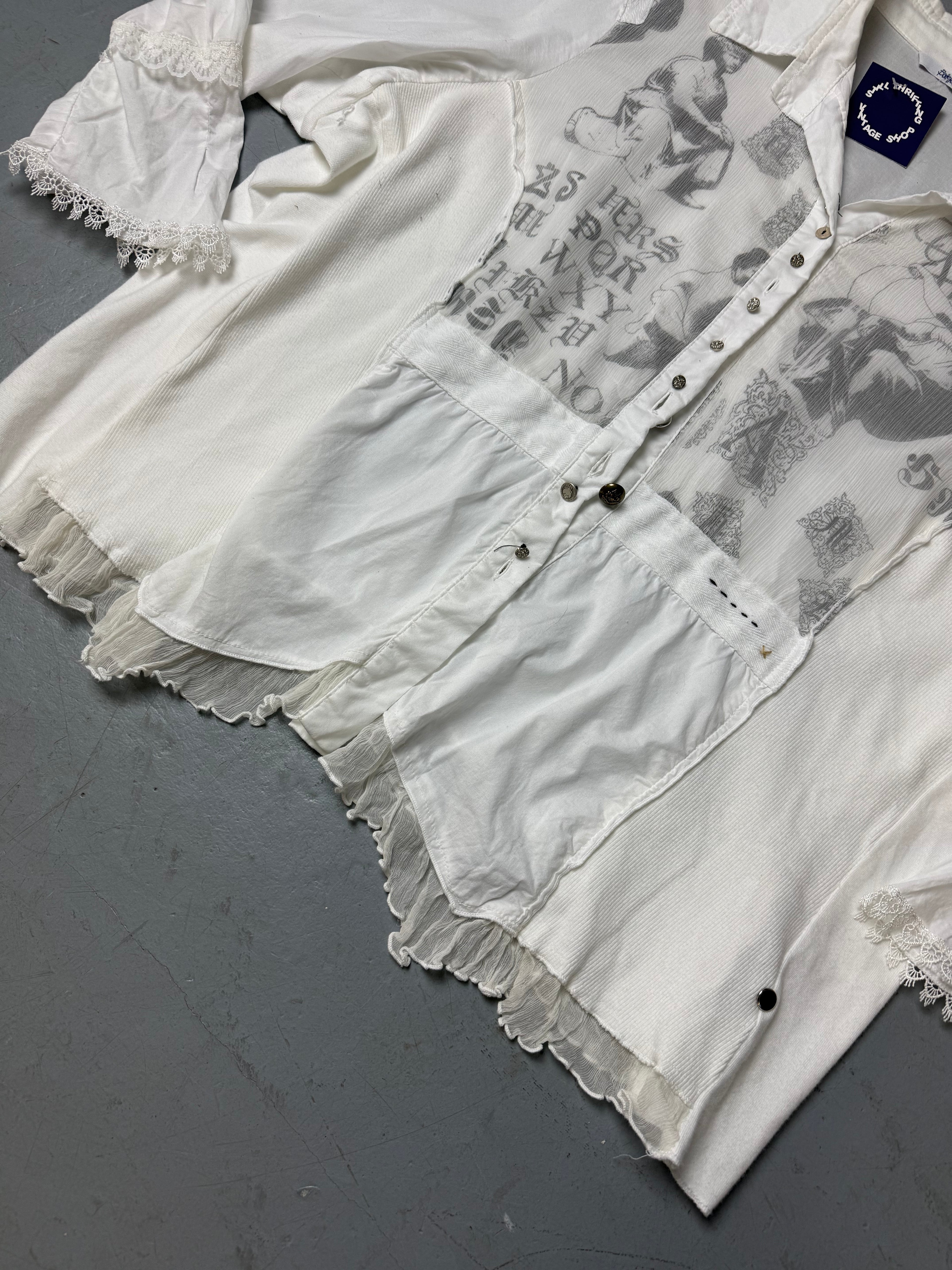 Vintage Bottega White Ruffled Blouse L