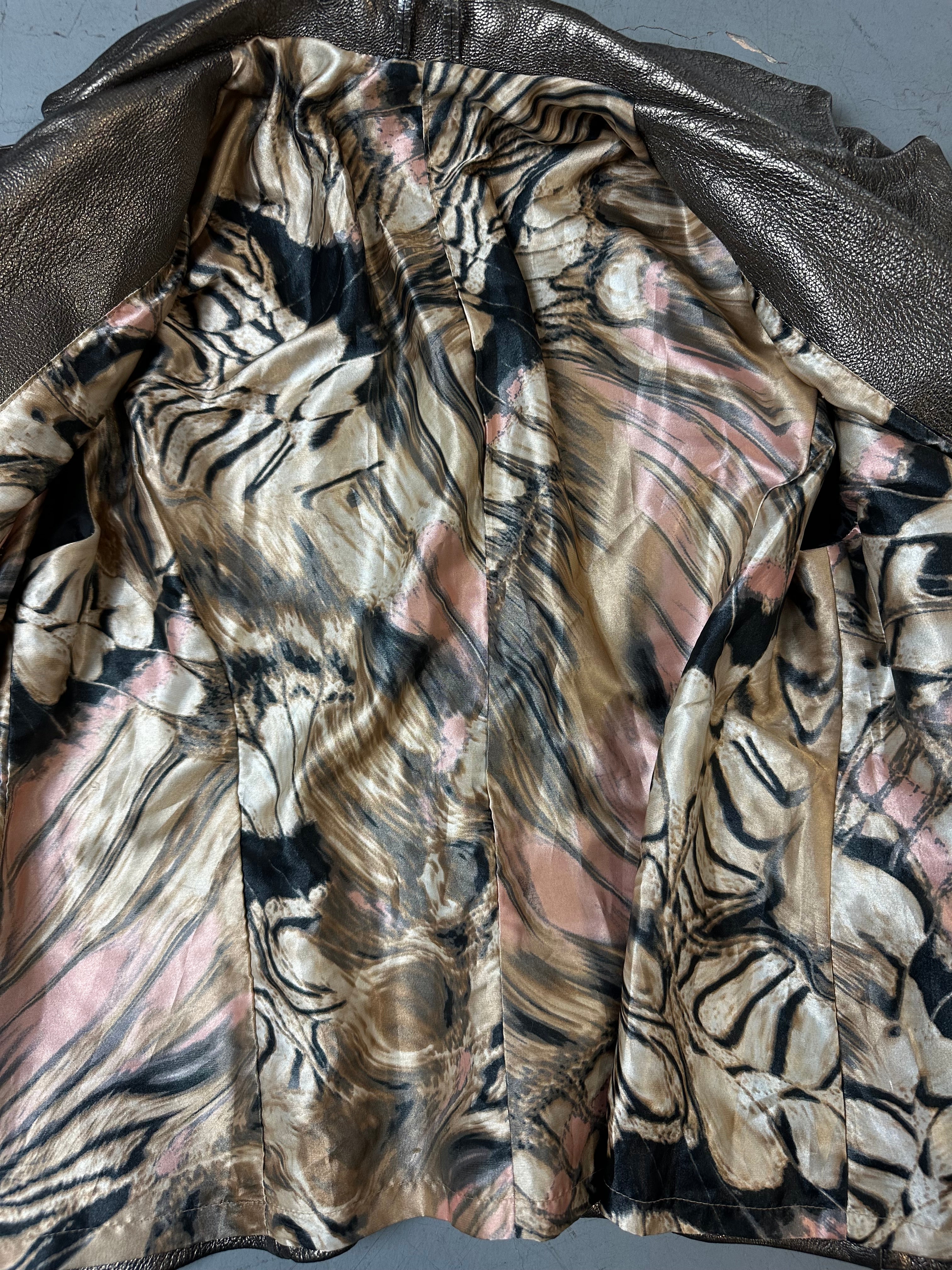 Vintage Gold Shimmery Faux Leather Blazer S/M