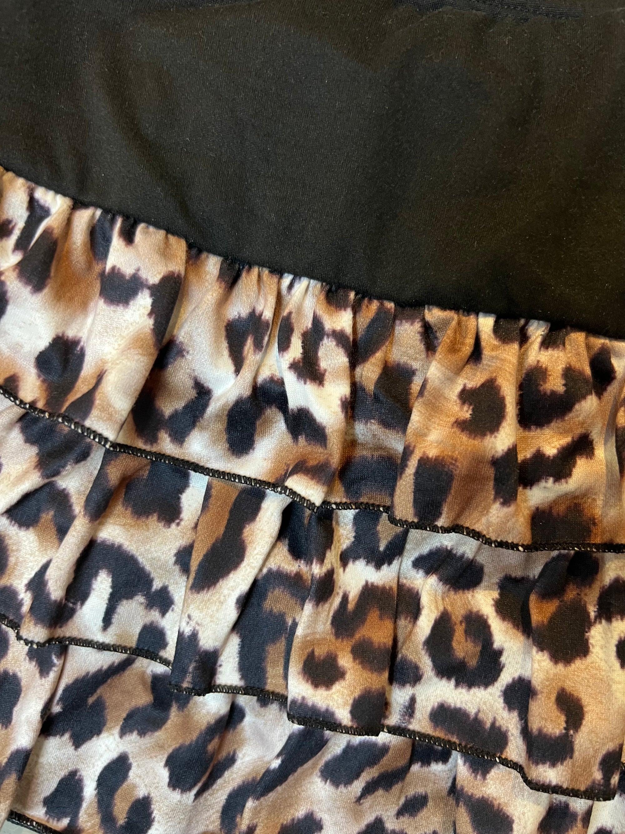 Vintage Layered Leo Print Mini Skirt XS