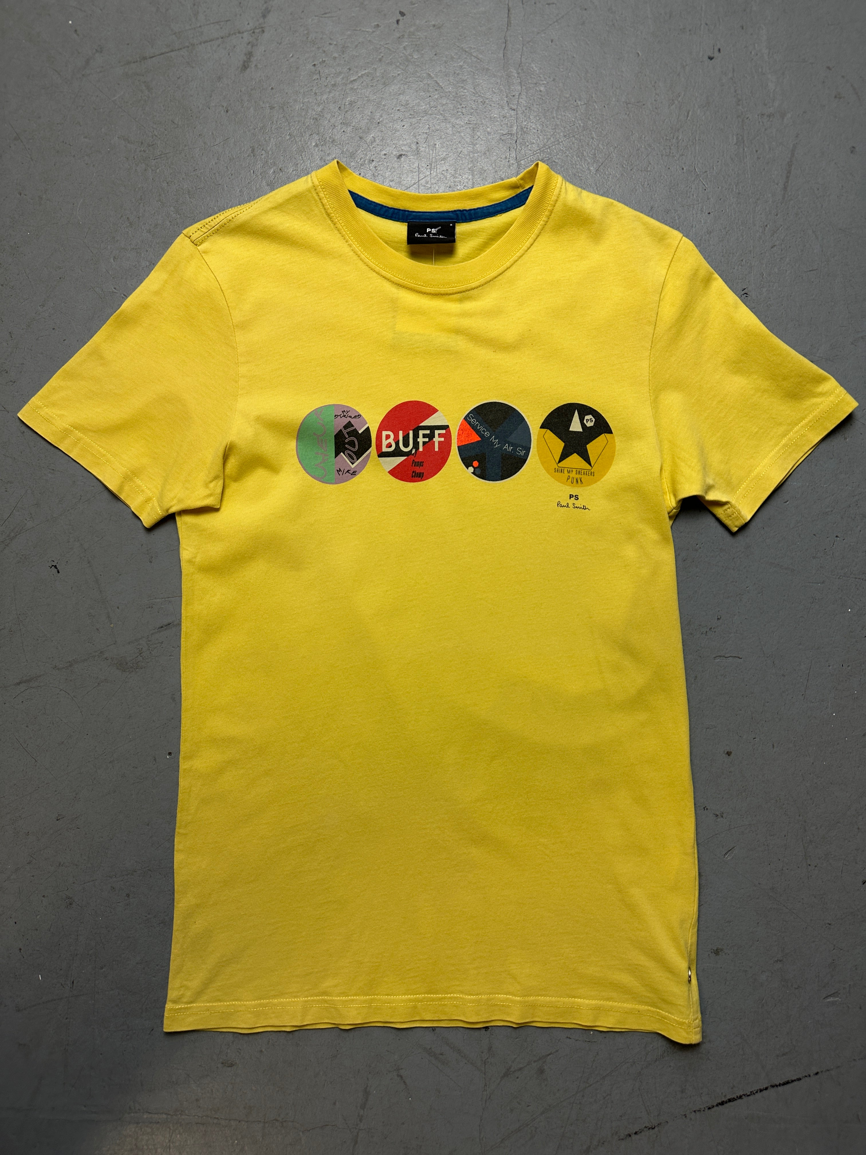 Produktbild von Vintage Yellow Printed Tee S/M von vorne 