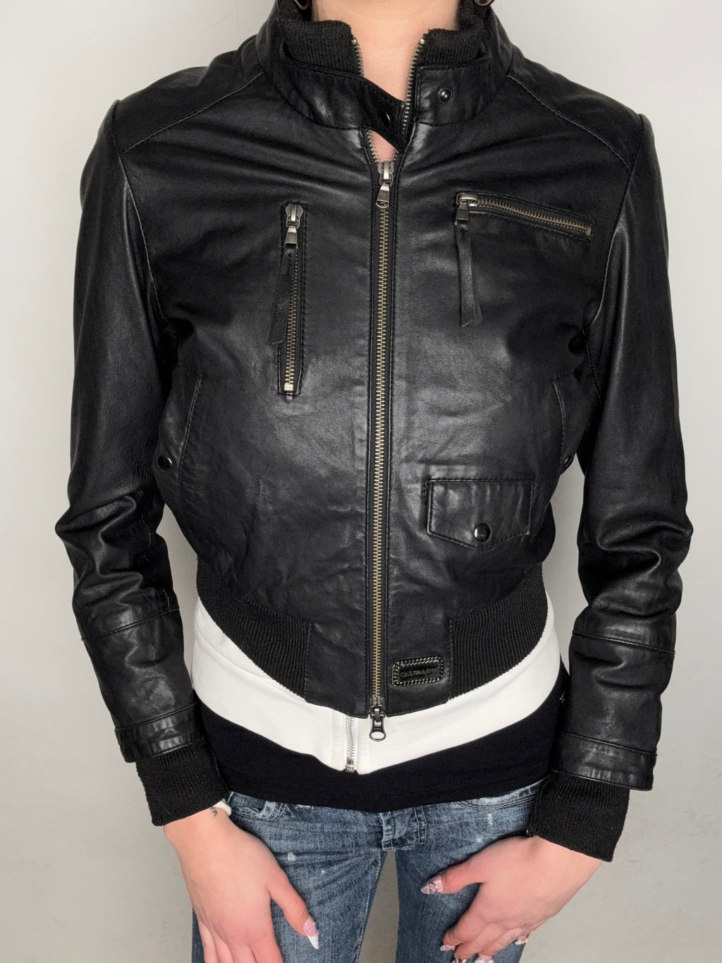Vintage Cristina Effe Black Leather Jacket S