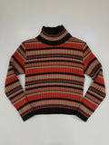 Vintage Orange and Brown Striped Knit Sweater M