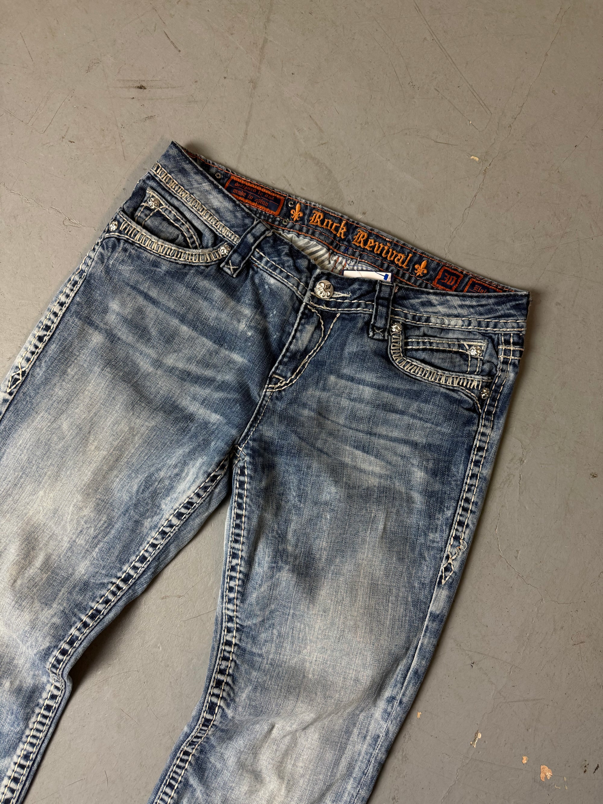 Vintage Rock Revival Blue Washed Bootcut Denim M/L
