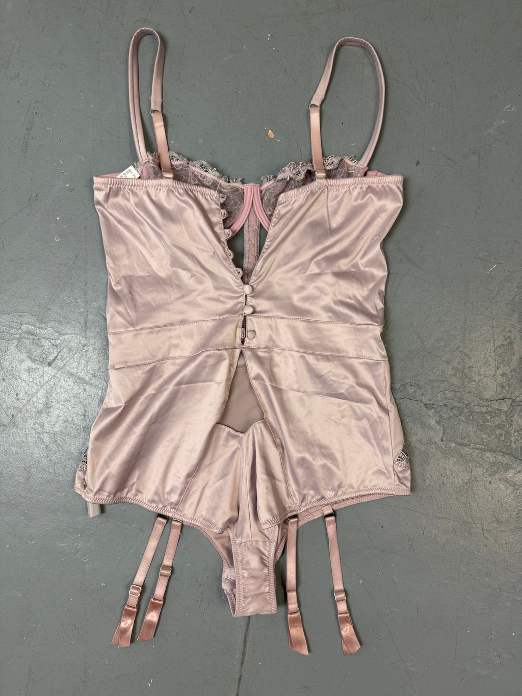 Vintage Light Pink Seethrough Lace Body S