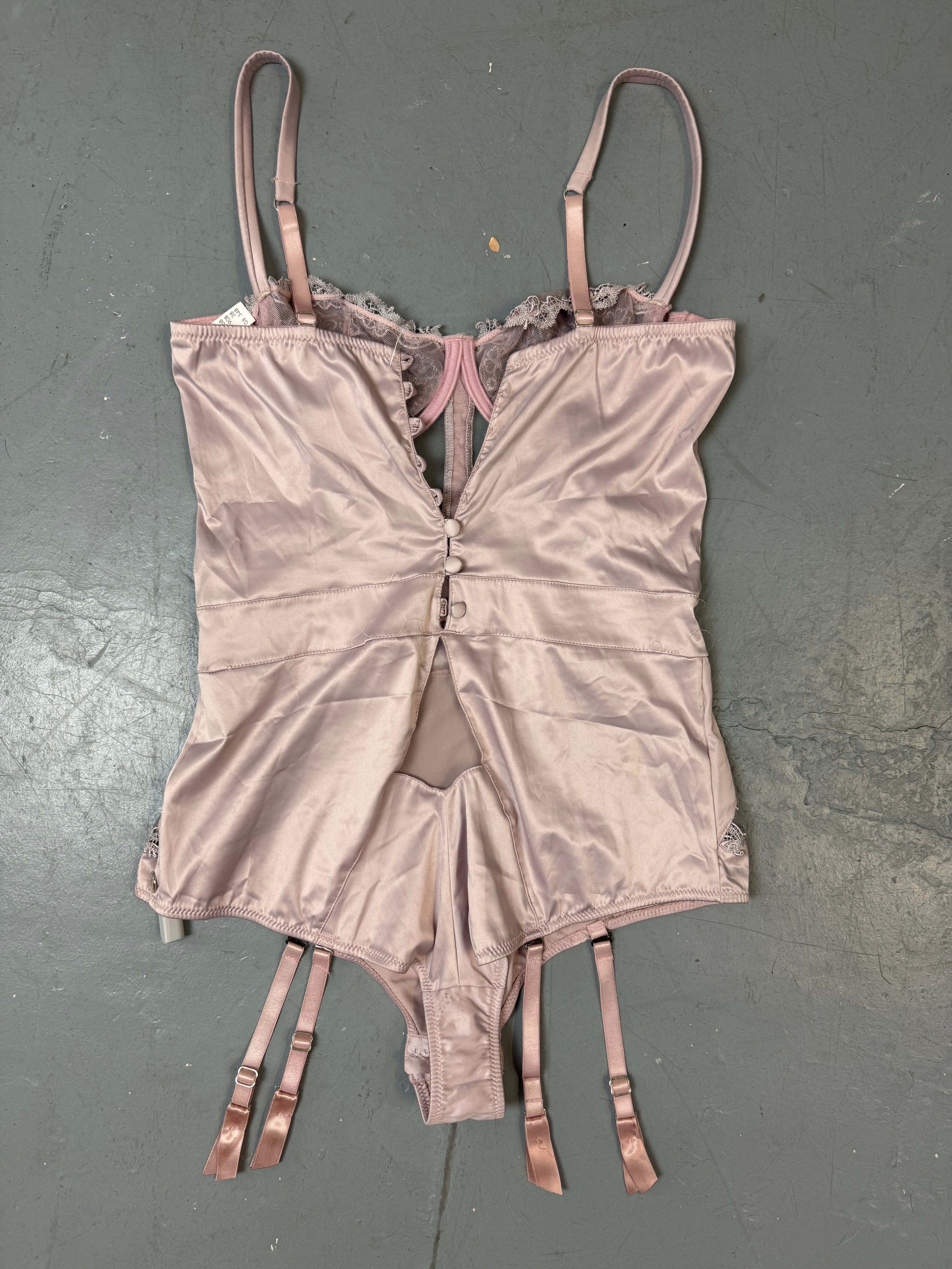 Vintage Light Pink Seethrough Lace Body S