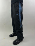 Vintage Adidas Black and Blue Track Pants M/L
