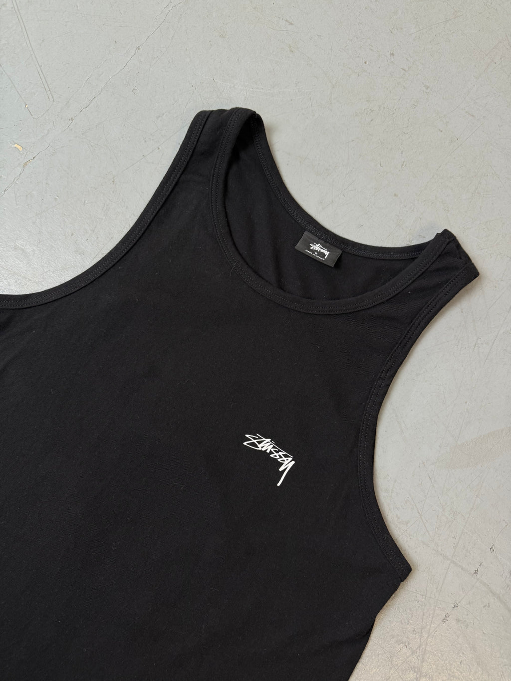Vintage Stüssy Black Parrot Tank Top M