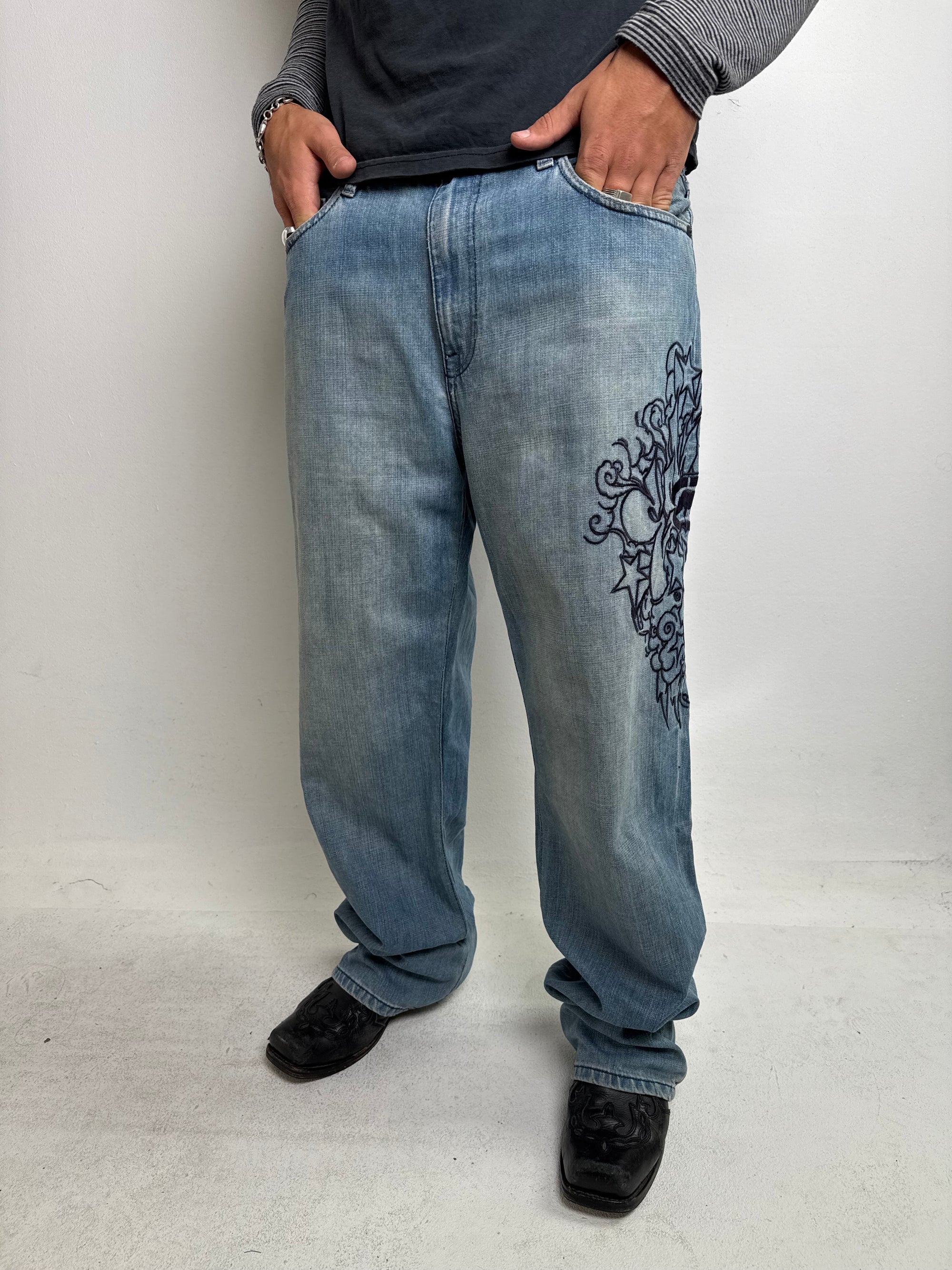Tragebild von Vintage Ecko Unltd. Crazy Stitched Baggy Denim XL von vorne 