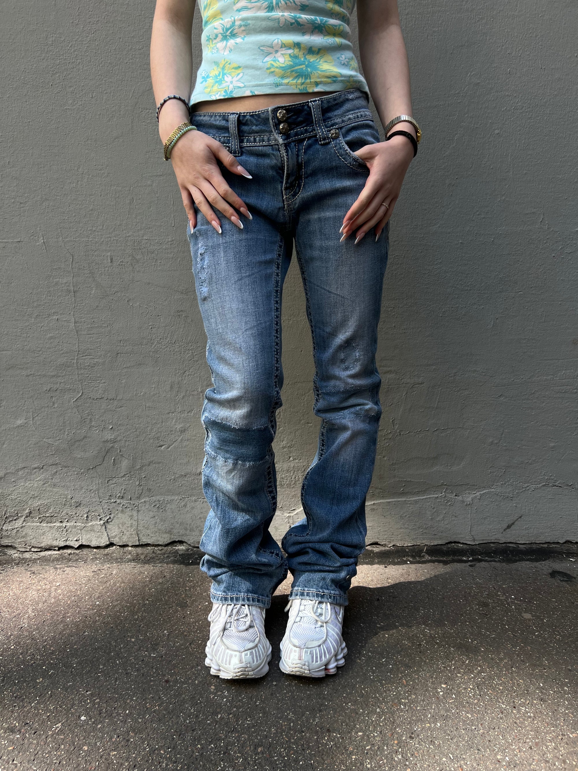 Vintage Miss Me Butterfly Glitter Denim XS