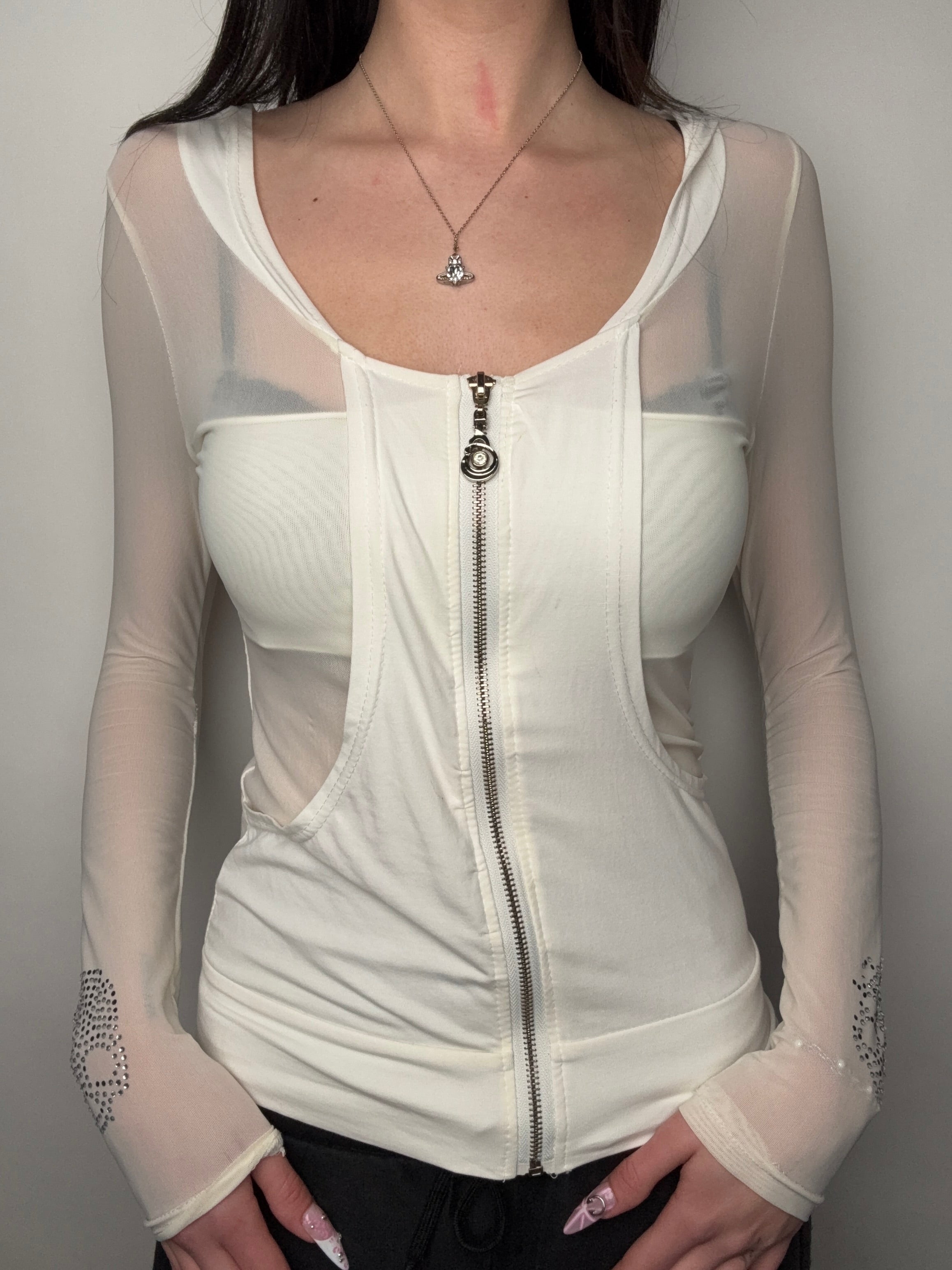 Vintage Glitter Skull Zip Up Hoodie for women. Y2K Second Hand 2000s Fashion 