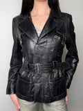 Vintage Black Faux Leather Blazer M