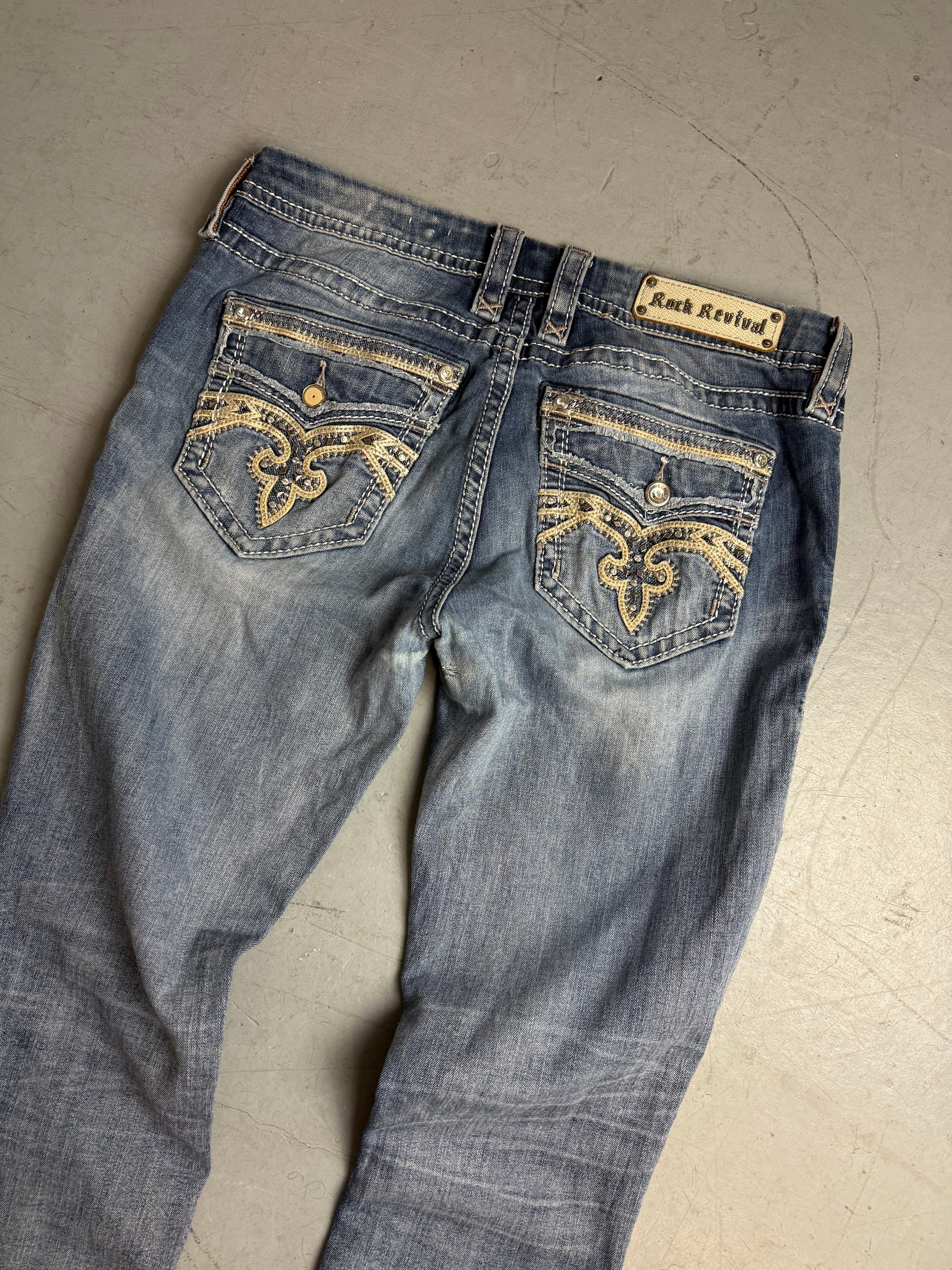 Vintage Y2K Rock Revival Low Waist Straight Leg Denim XL