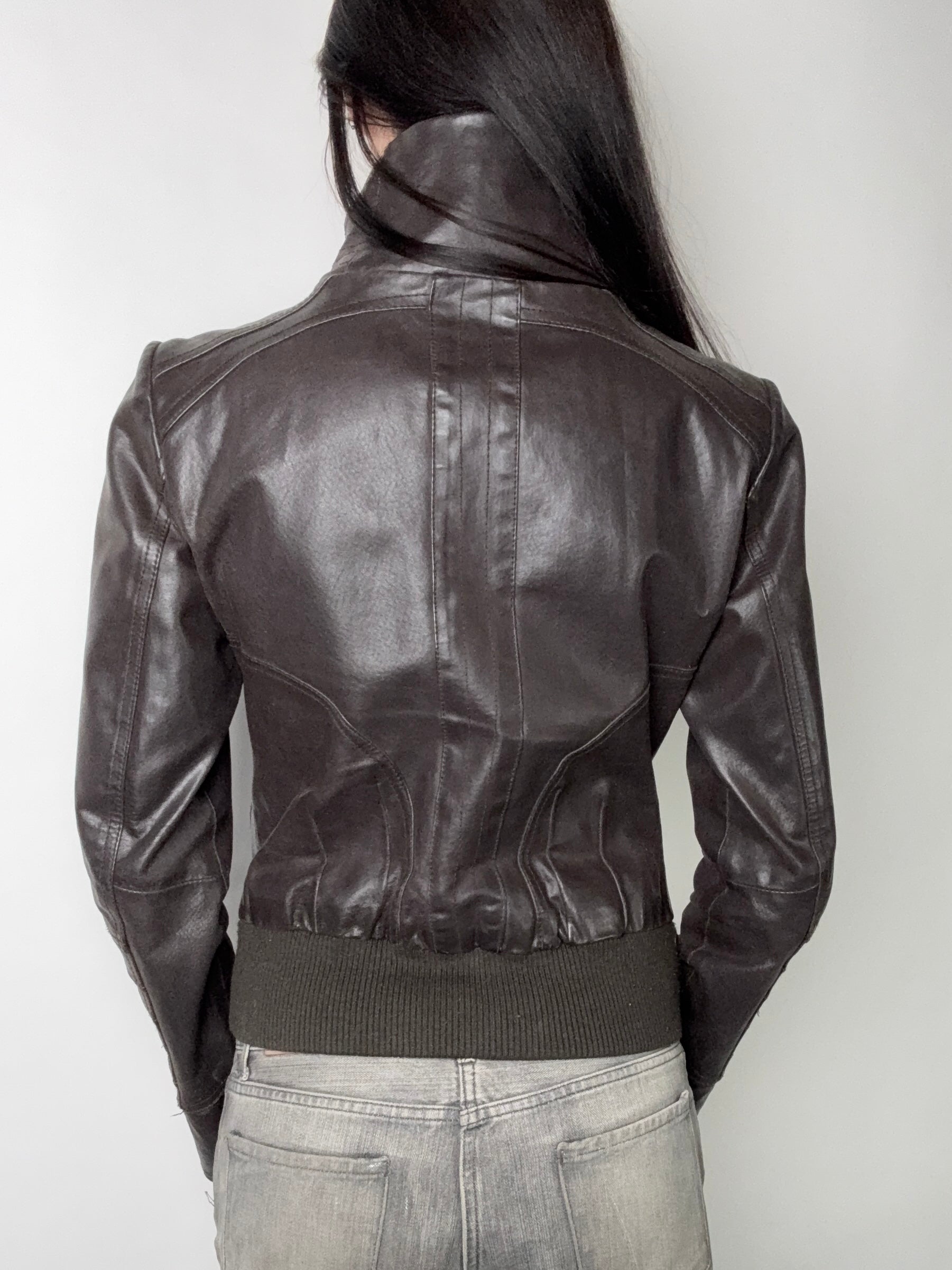 Vintage Only Dark Brown Leather Jacket M