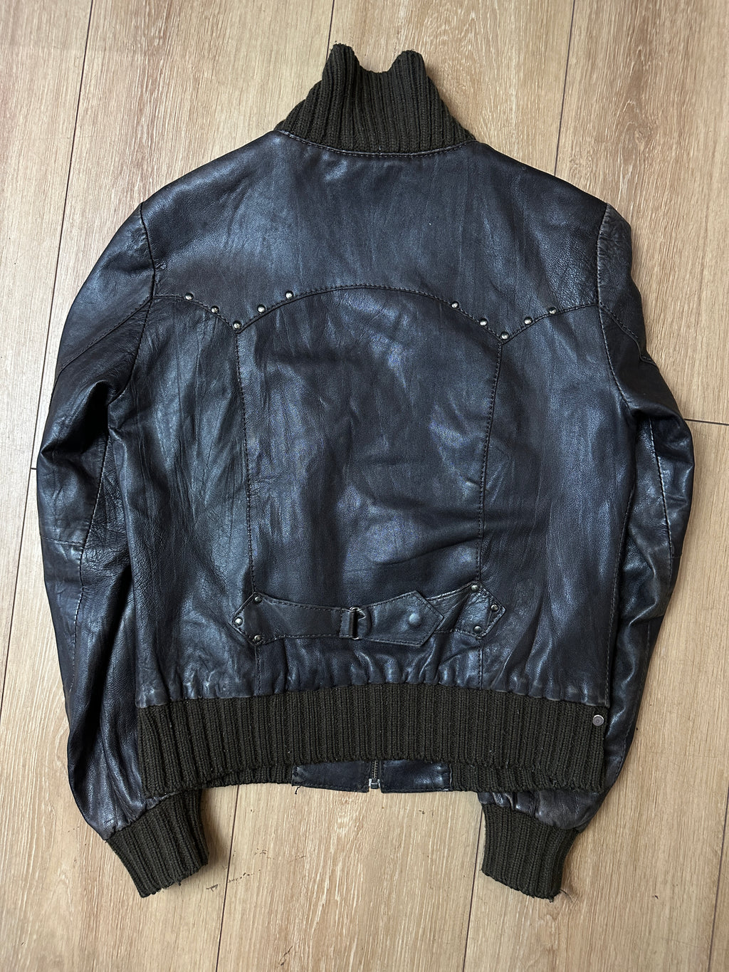 Vintage Brown Studded Leather Jacket S/M