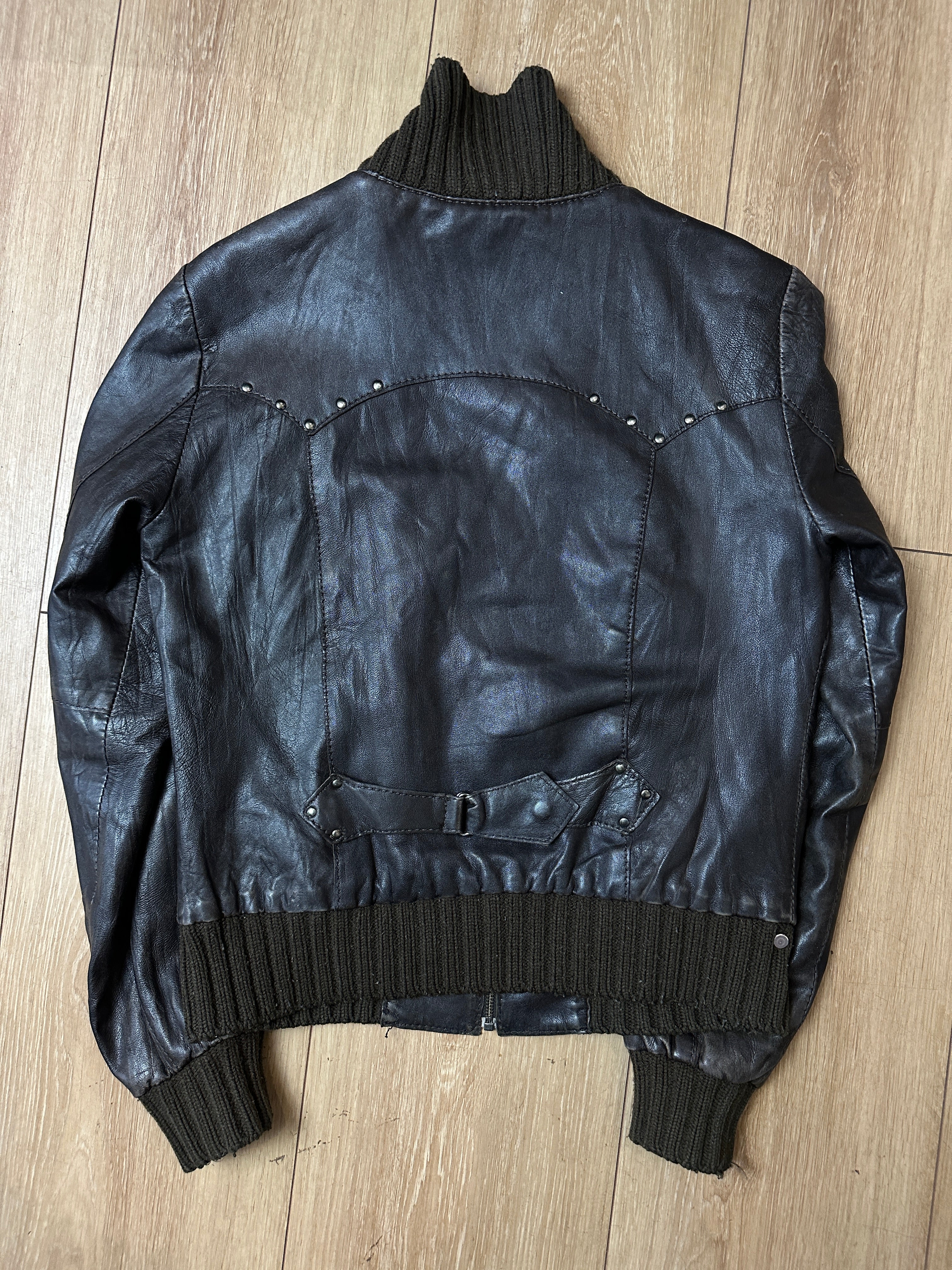 Vintage Brown Studded Leather Jacket S/M