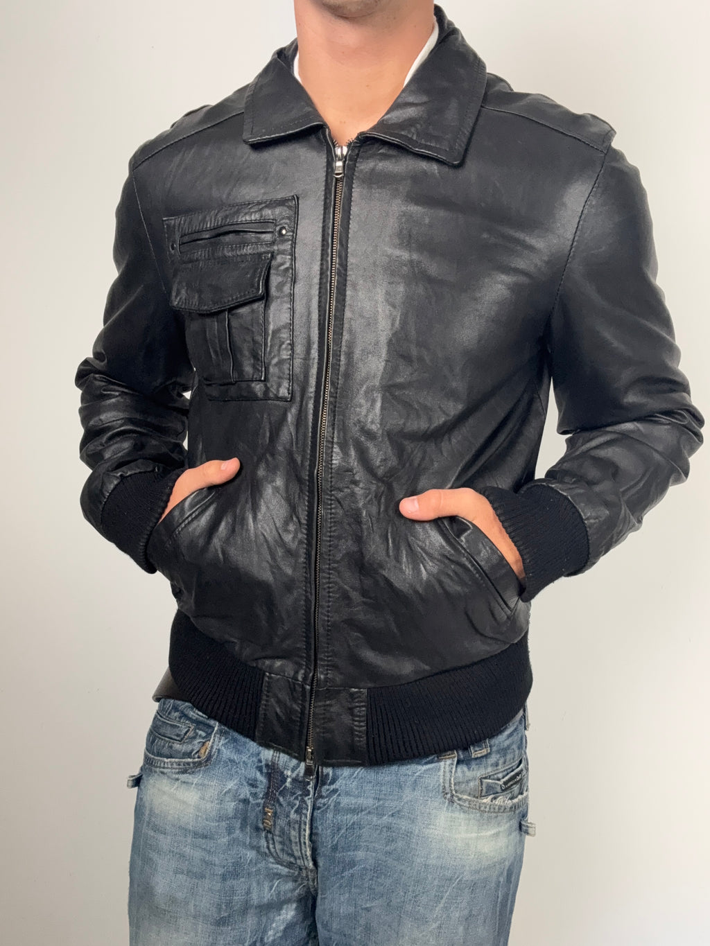 Vintage Into Italian Black Leather Jacket L