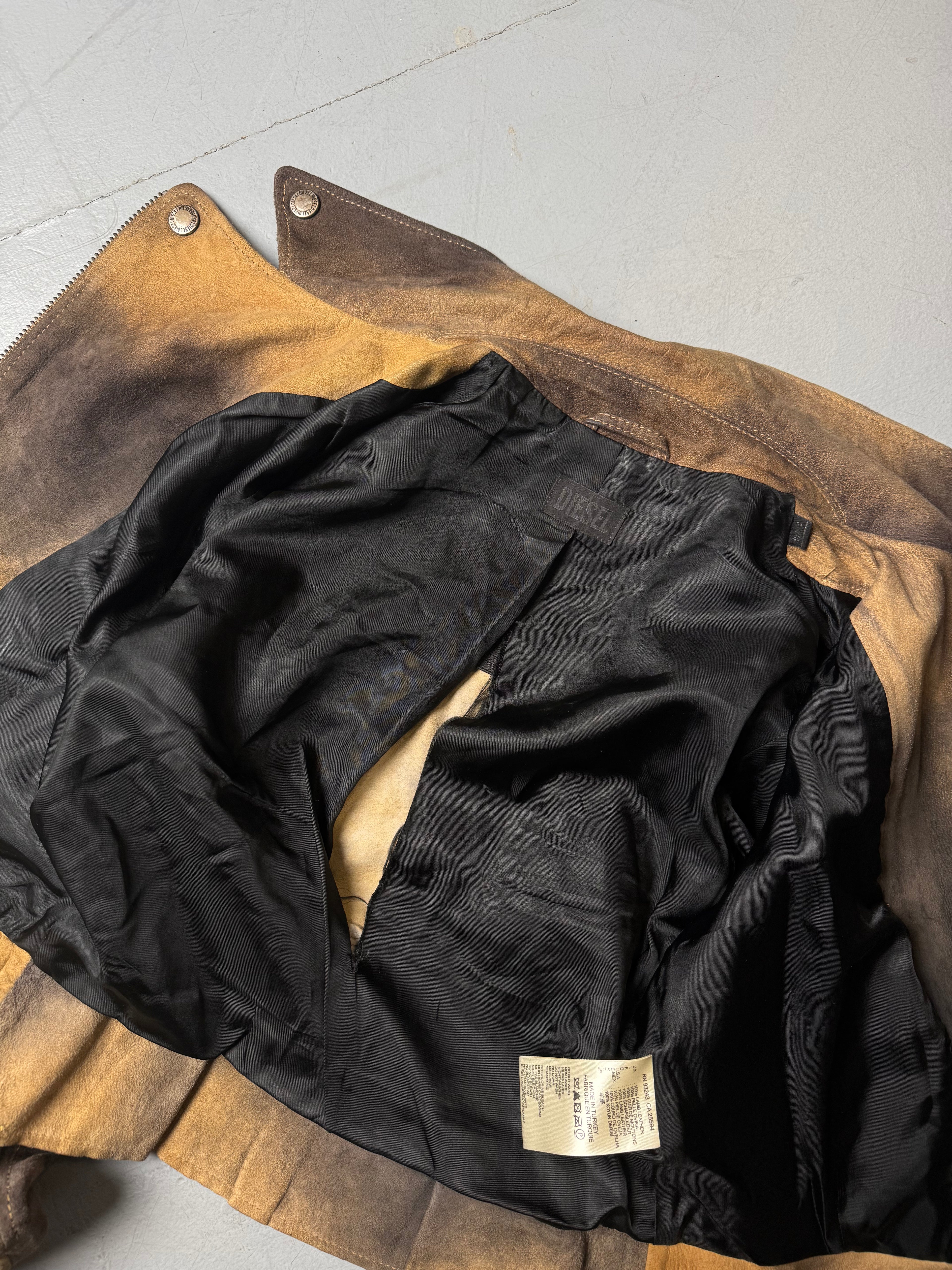 Vintage Diesel Brownish Lamb Leather Jacket S