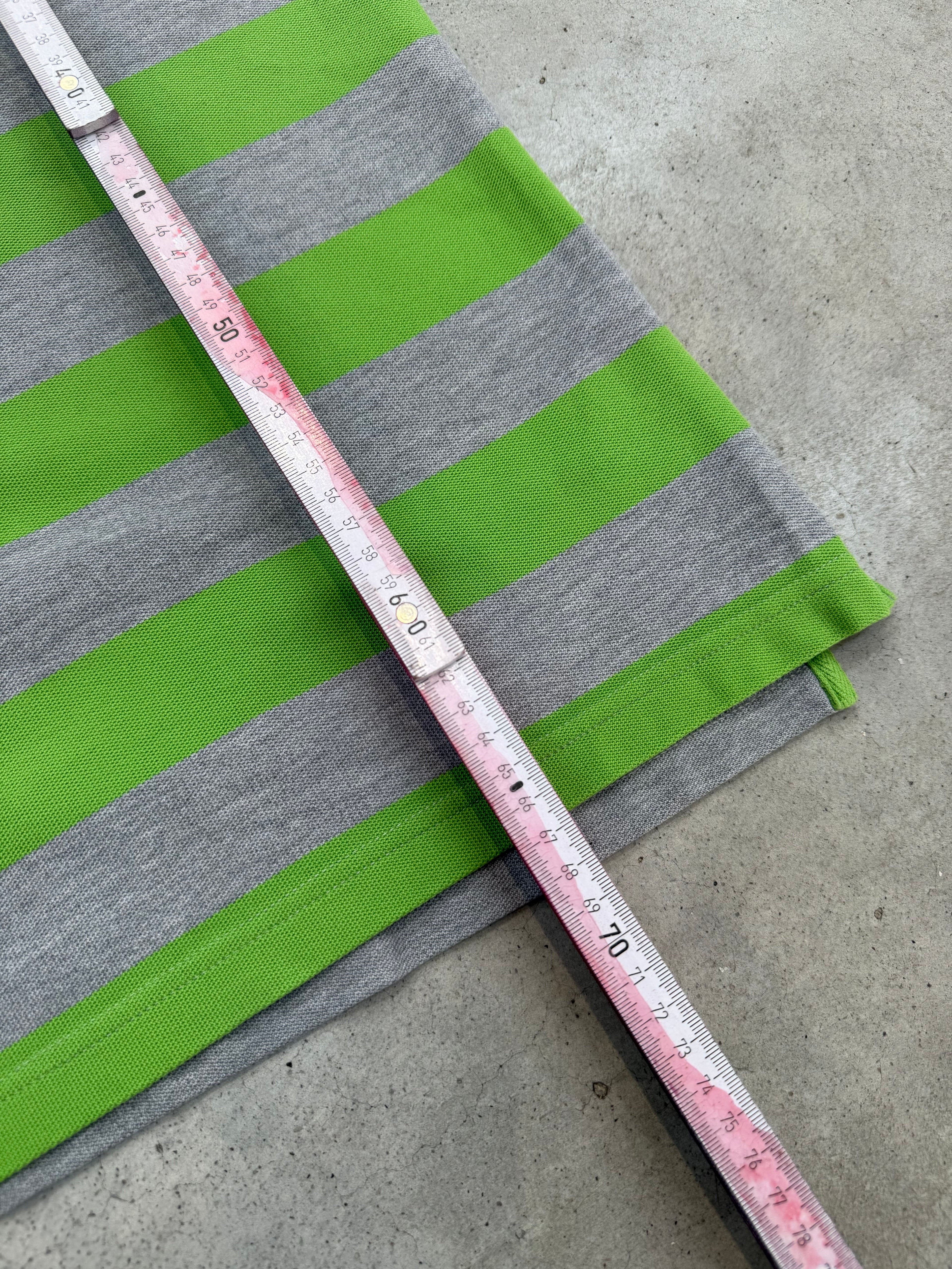 Vintage Nike Grey and Green Striped Polo Shirt S/M