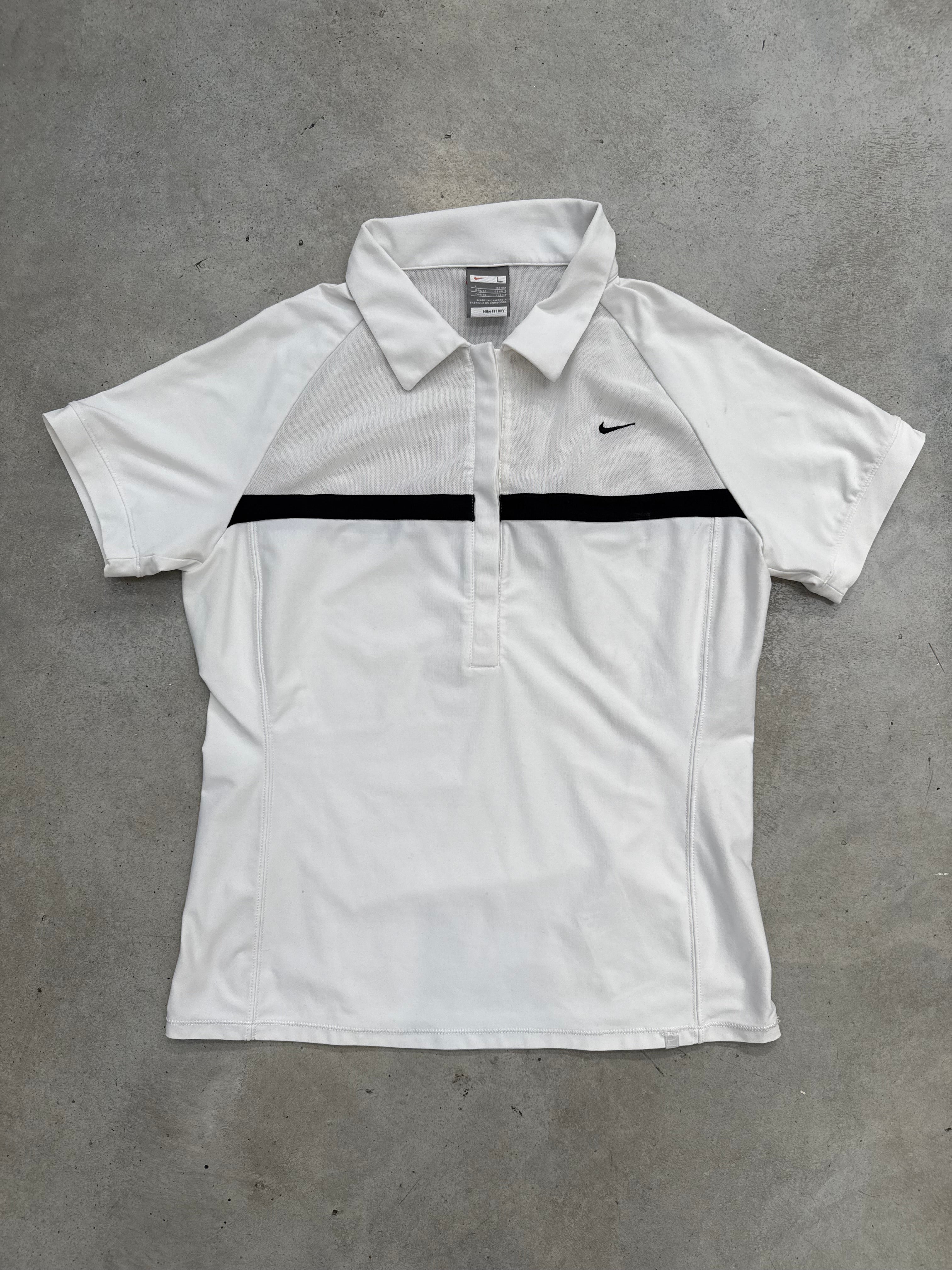 Vintage Nike White Quarter Zip Polo Shirt M/L