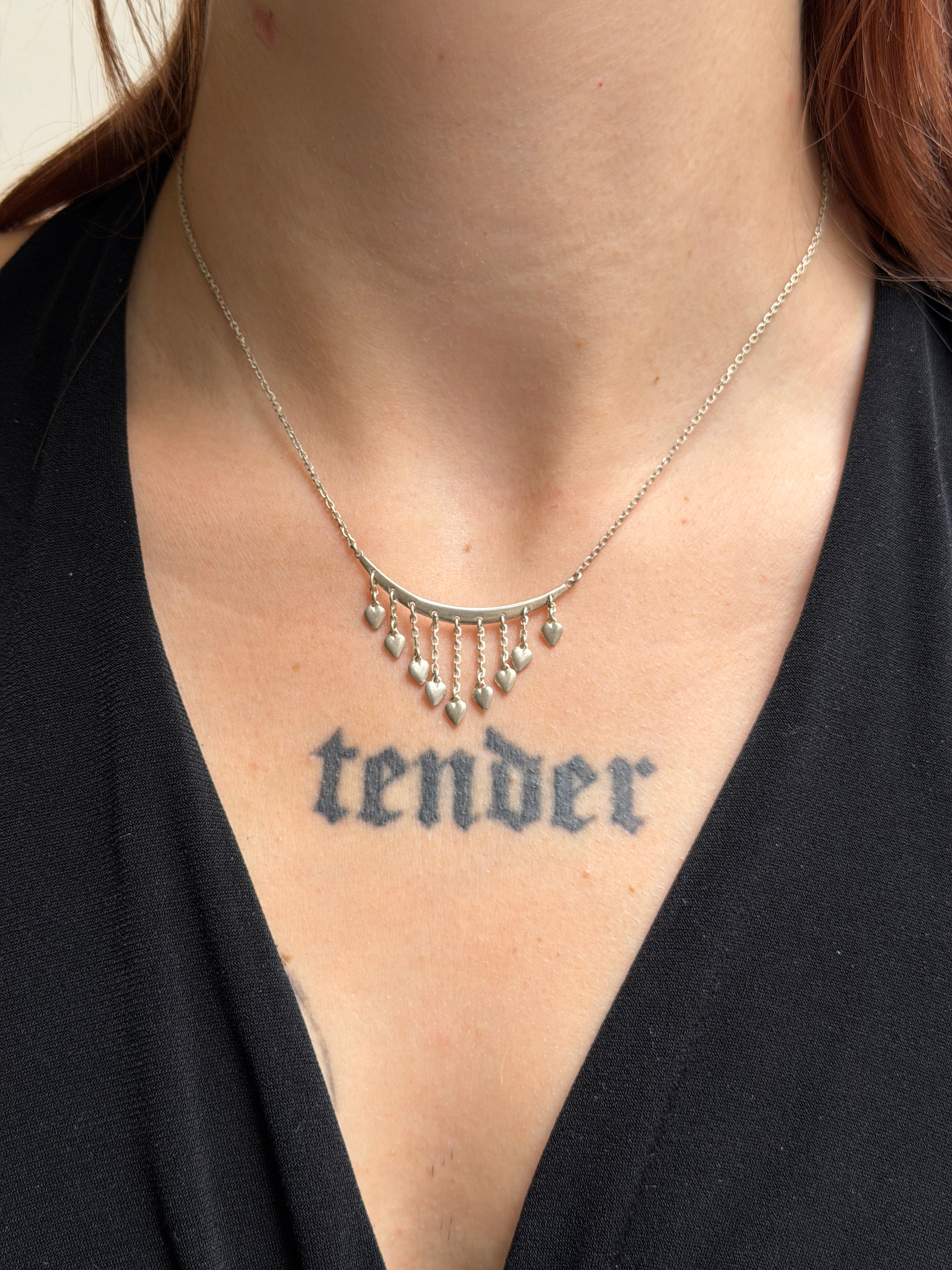 Vintage 925 Silber Herzchen Collier Kette