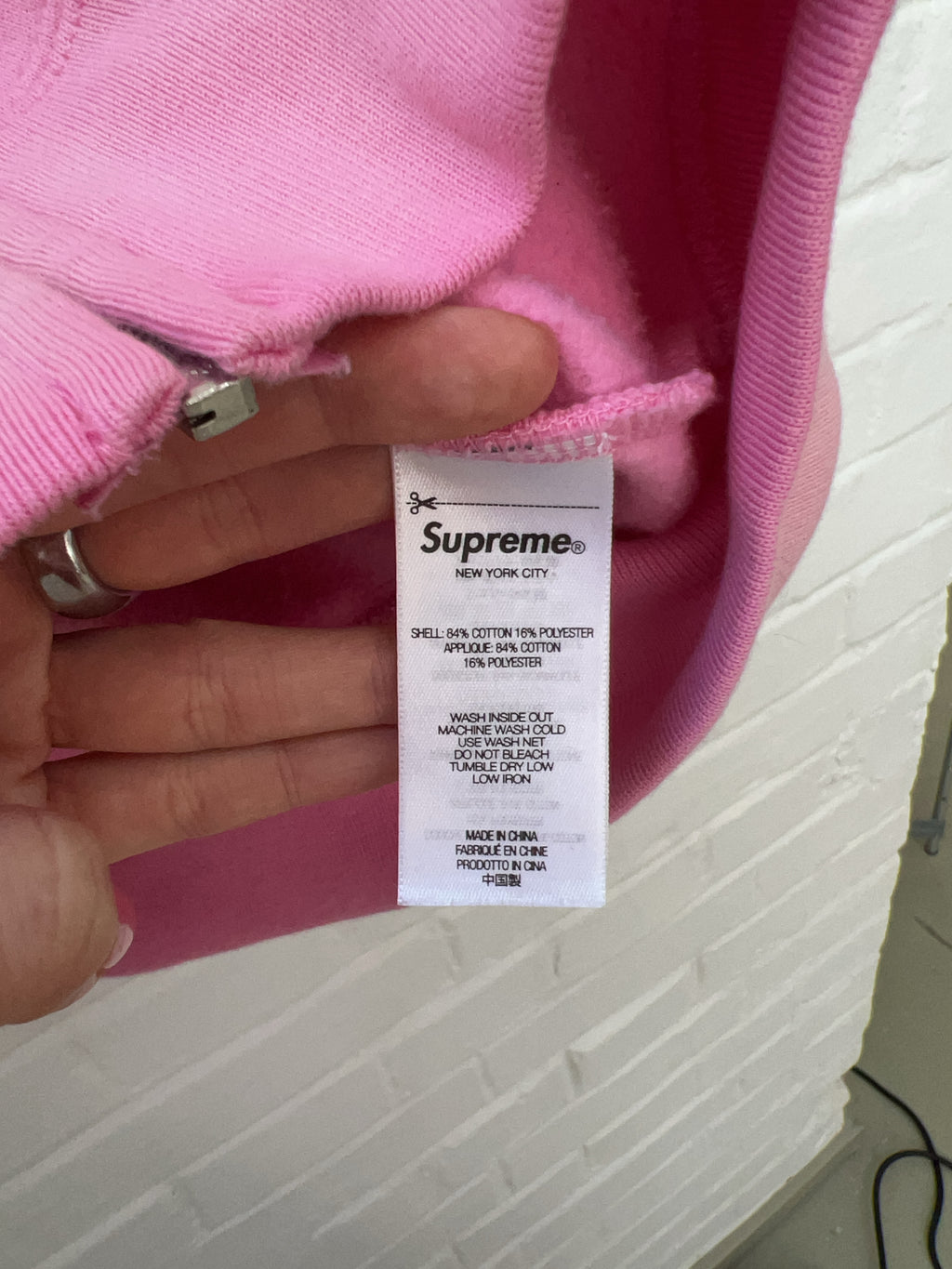 Supreme State Zip Up Hooded Sweatshirt Pink (S)