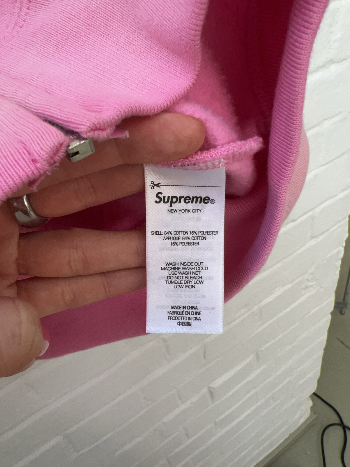 Supreme State Zip Up Hooded Sweatshirt Pink (S)