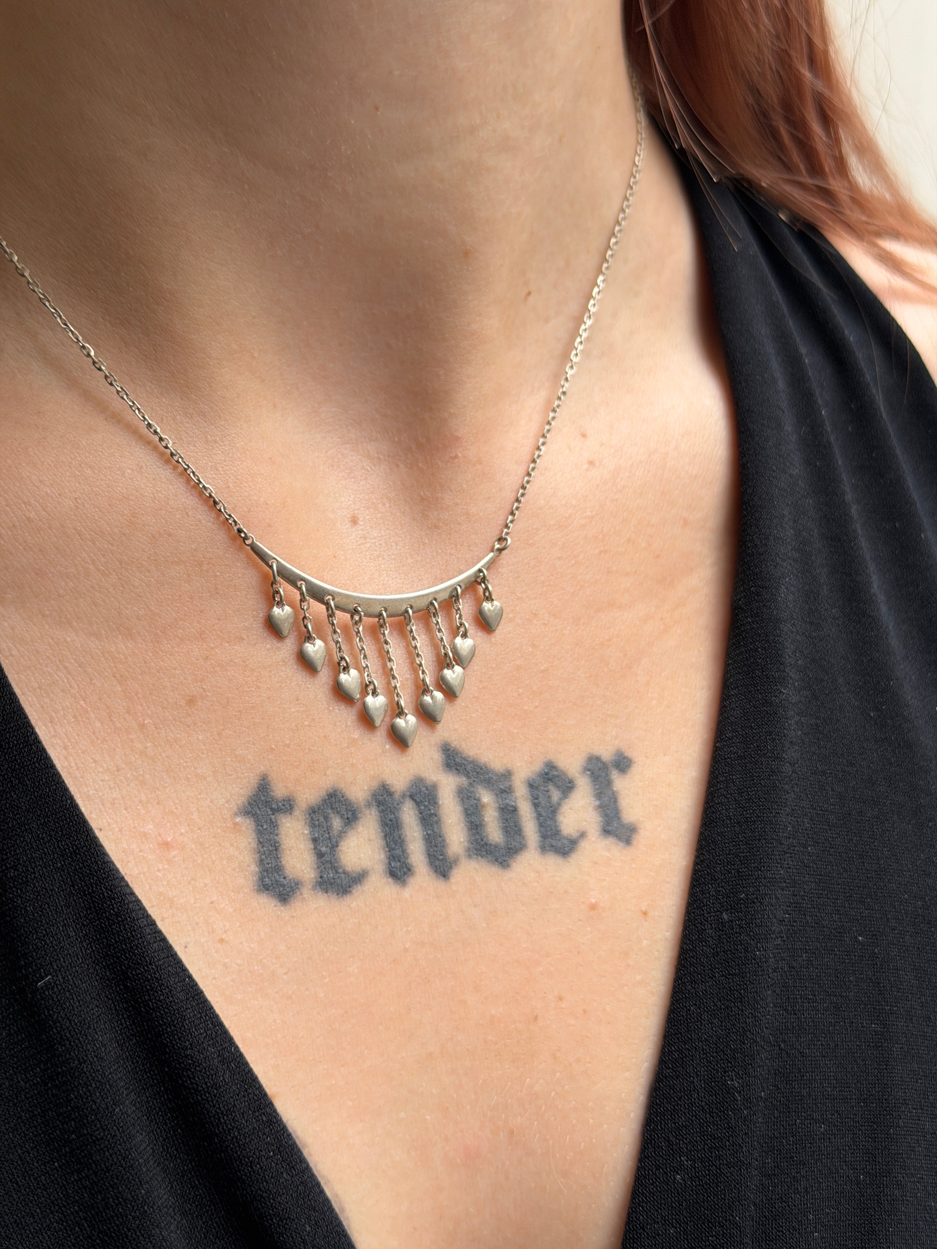 Vintage 925 Silber Herzchen Collier Kette