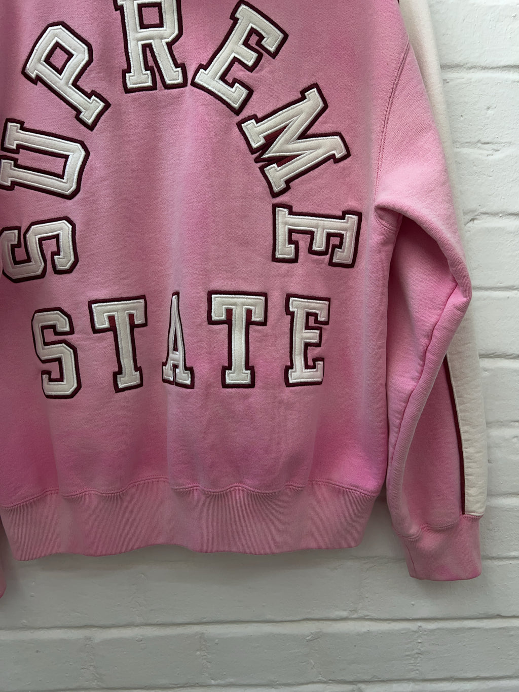 Supreme State Zip Up Hooded Sweatshirt Pink (S)