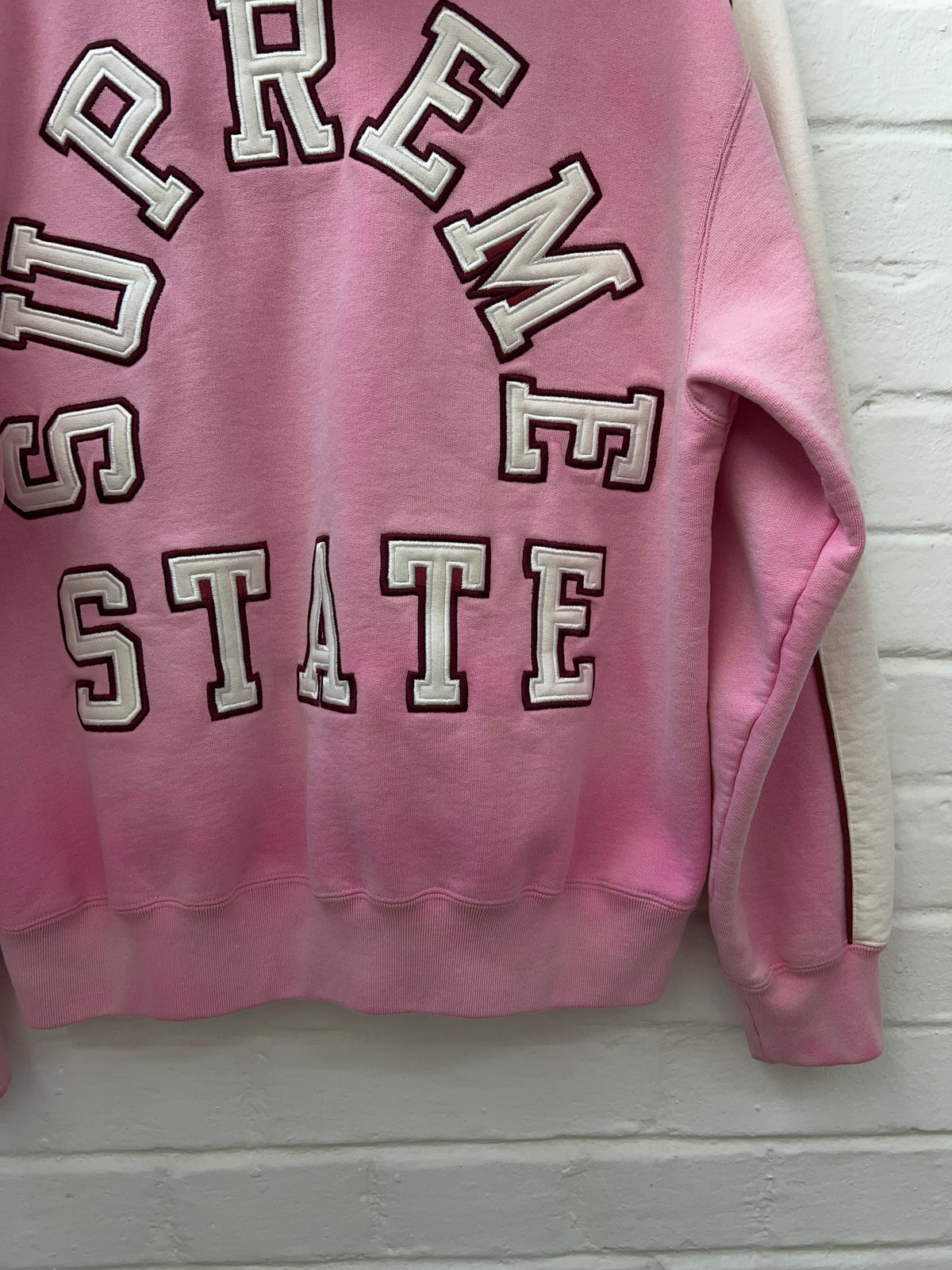 Supreme State Zip Up Hooded Sweatshirt Pink (S)