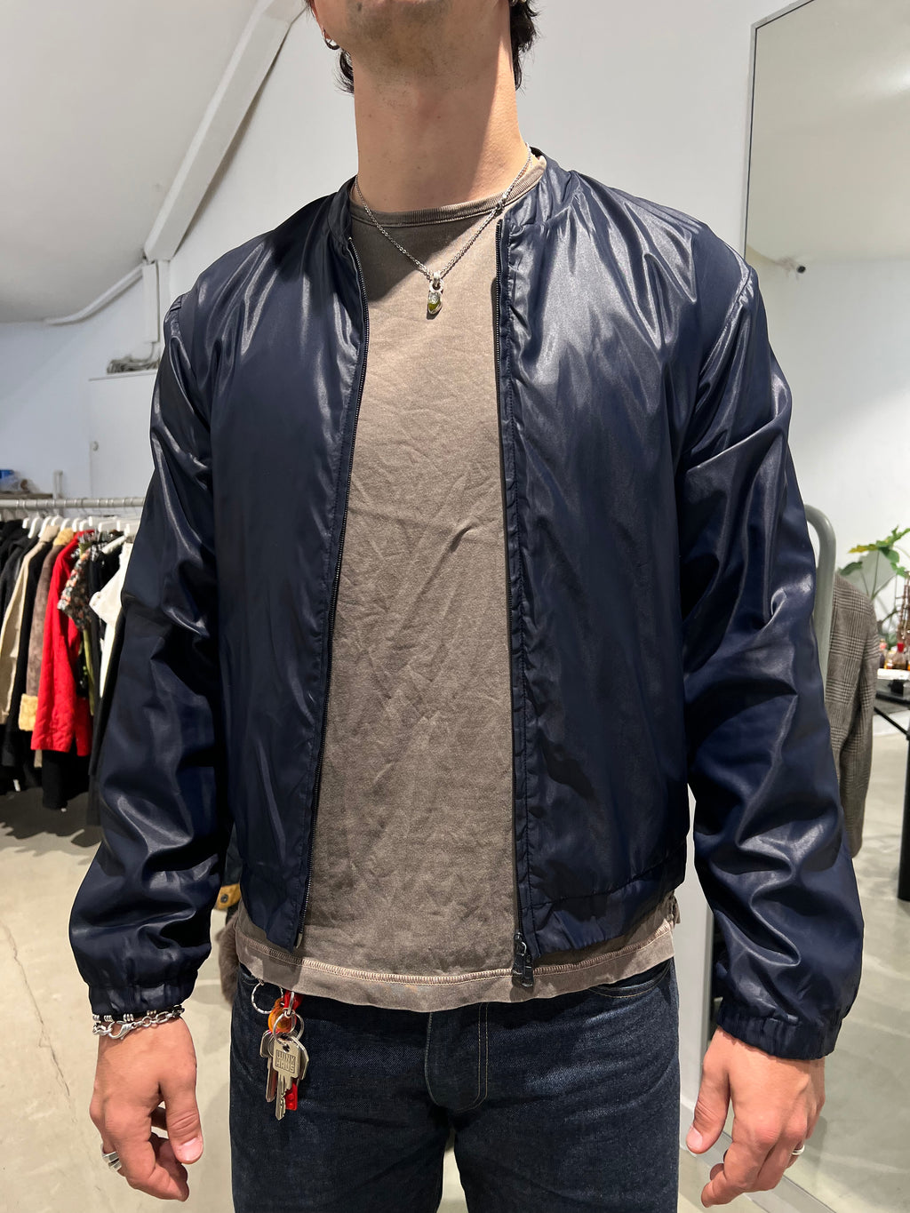 Vintage Emporio Armani Jacke (M) Übergangsjacke von Armani in Dunkelblau mit Back Print