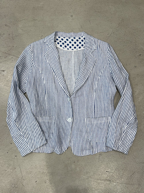Vintage Striped Blazer für Damen. Y2K Second Hand 2000s Fashion.