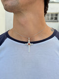 925 Sterlingsilber Kreuzanhänger mit Koralle & Schlangenkette