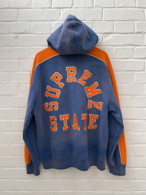 Supreme State Zip Up Hooded Sweatshirt Blau (L)