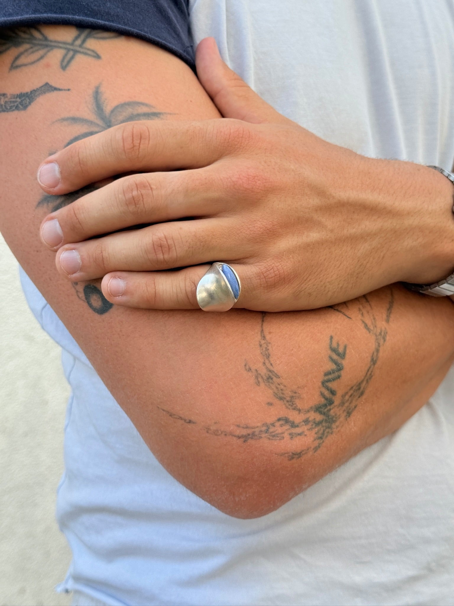 Vintage 925 Silber Ring mit Blauem Stein