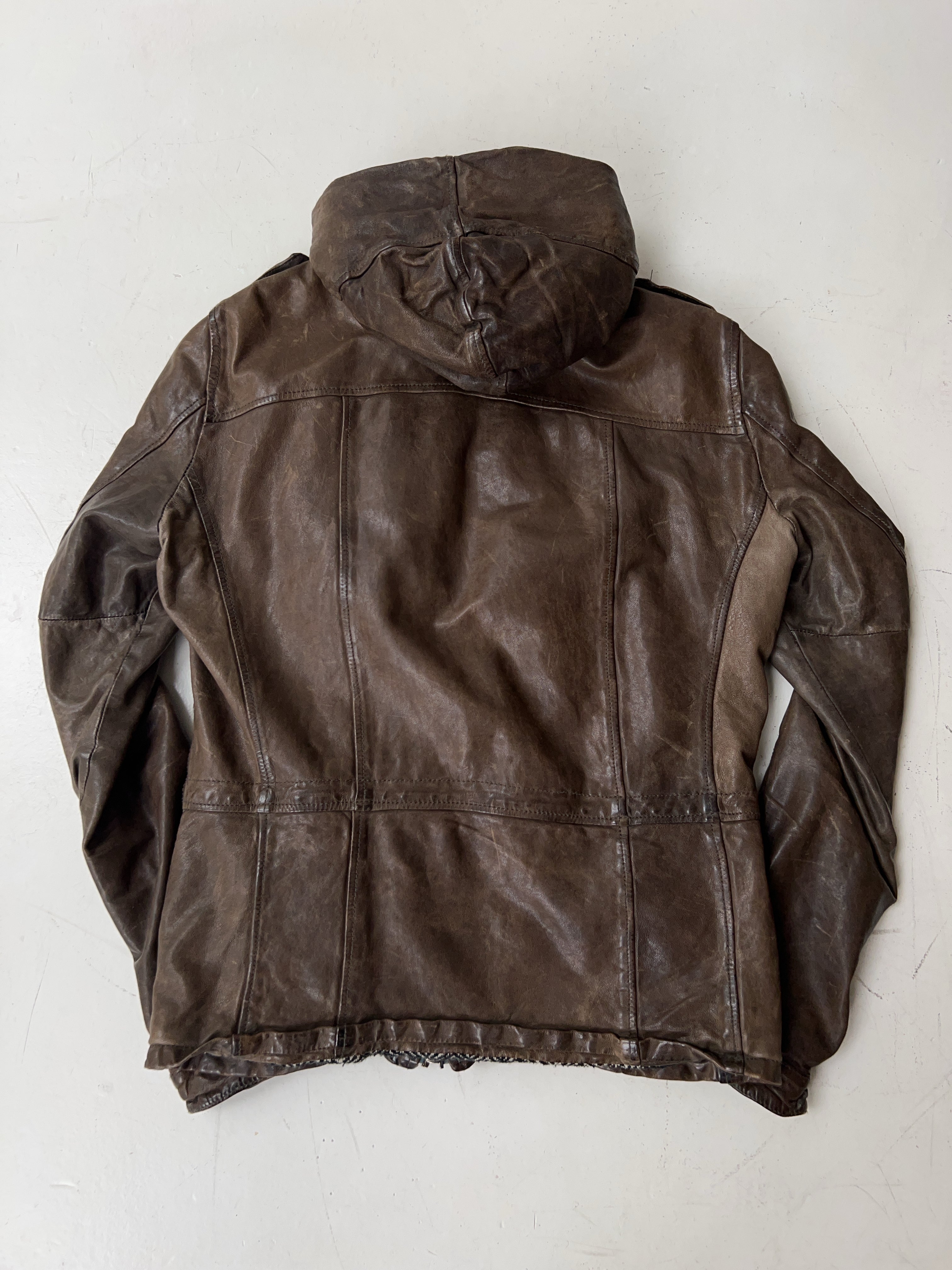 Vintage Giorgio Brato M65-Style Hooded Leather Jacket (M)
