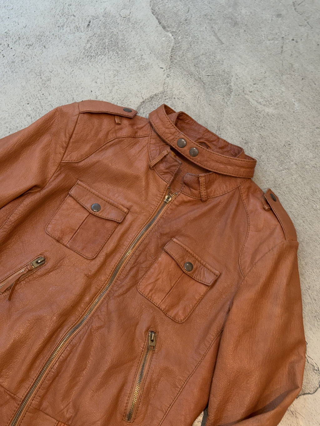 Gipsy Lady Braune Leder Jacke (L)